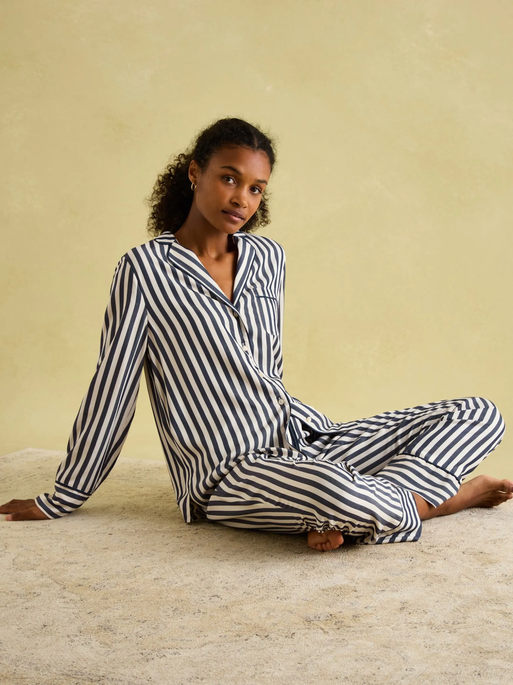 Alma Navy & White Striped Pyjama Set