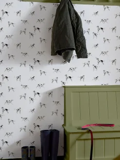 Antique Creme Sketchy Dogs 10M Wallpaper