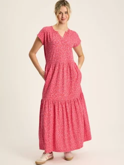 Ariana Pink Jersey Tiered Dress