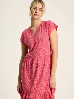 Ariana Pink Jersey Tiered Dress