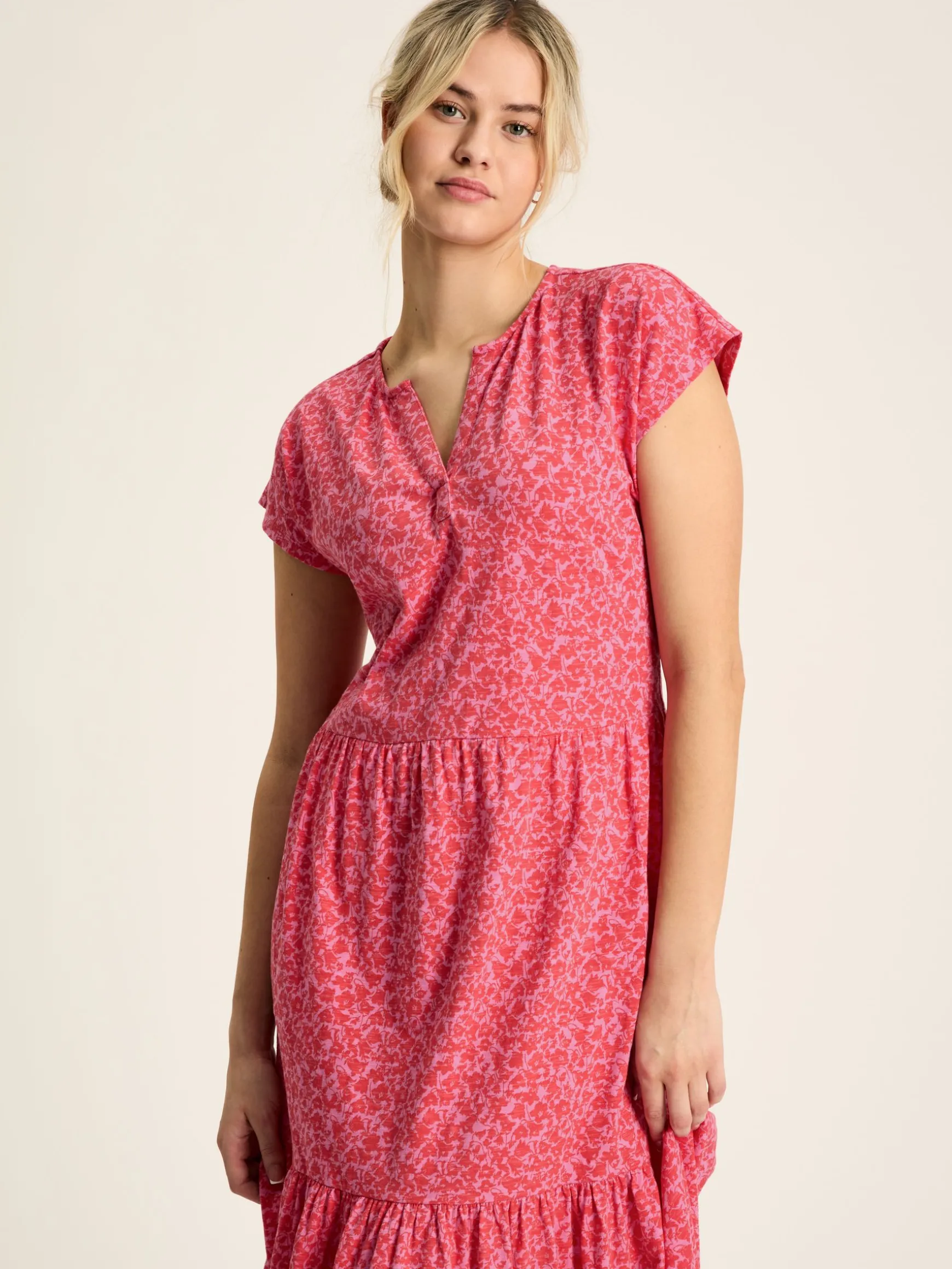 Ariana Pink Jersey Tiered Dress