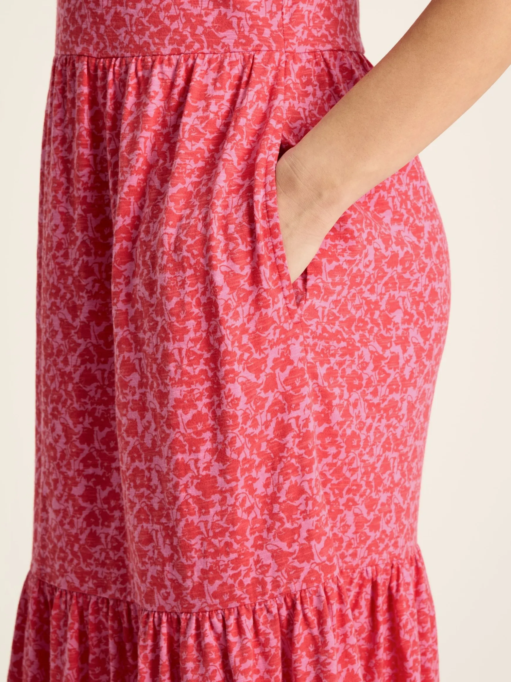 Ariana Pink Jersey Tiered Dress