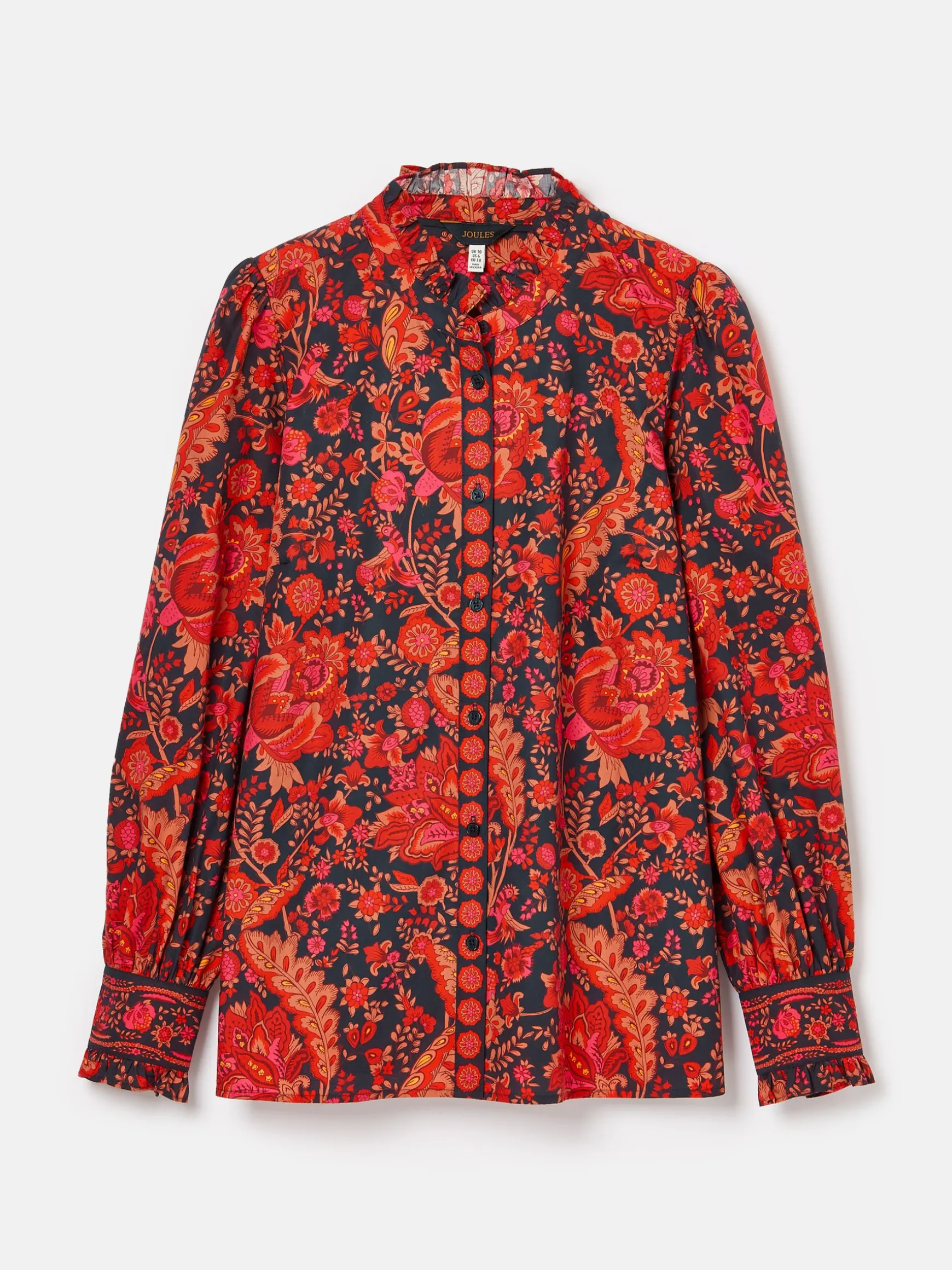 Auretta Navy Frill Neck Blouse