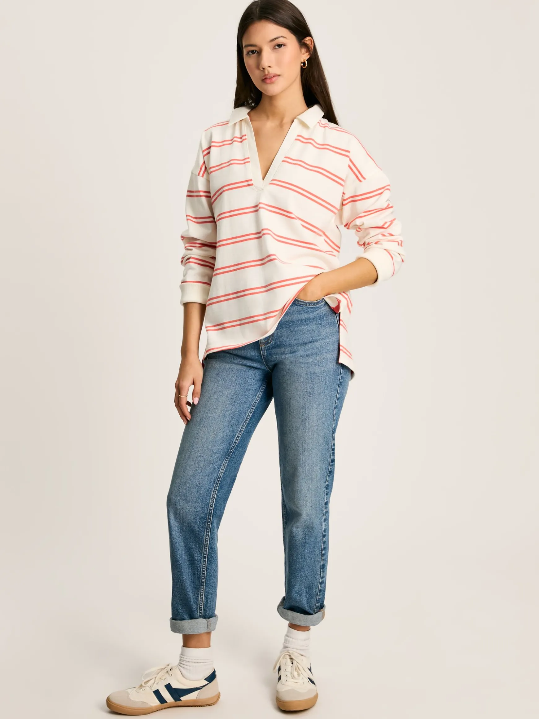 Bayside Coral/White Cotton Deck Shirt