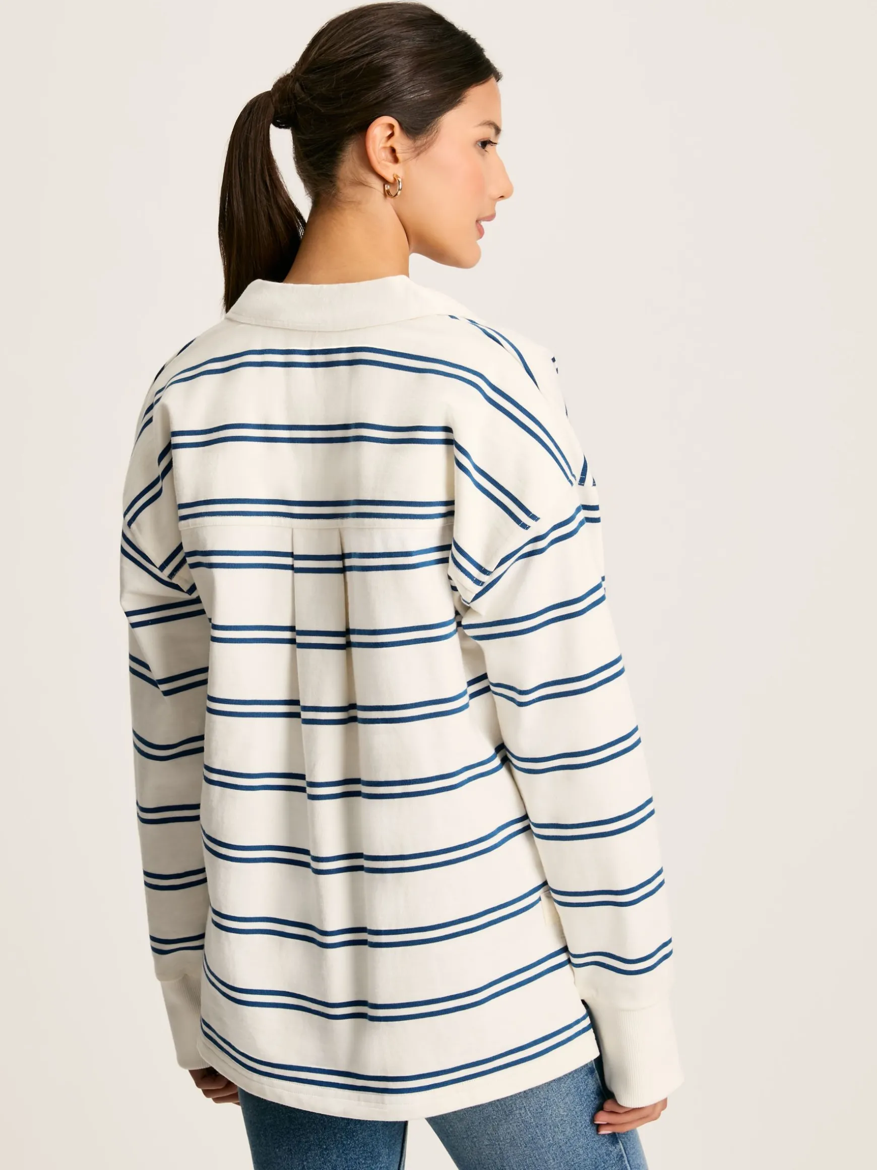 Bayside Cream/Navy Cotton Deck Shirt