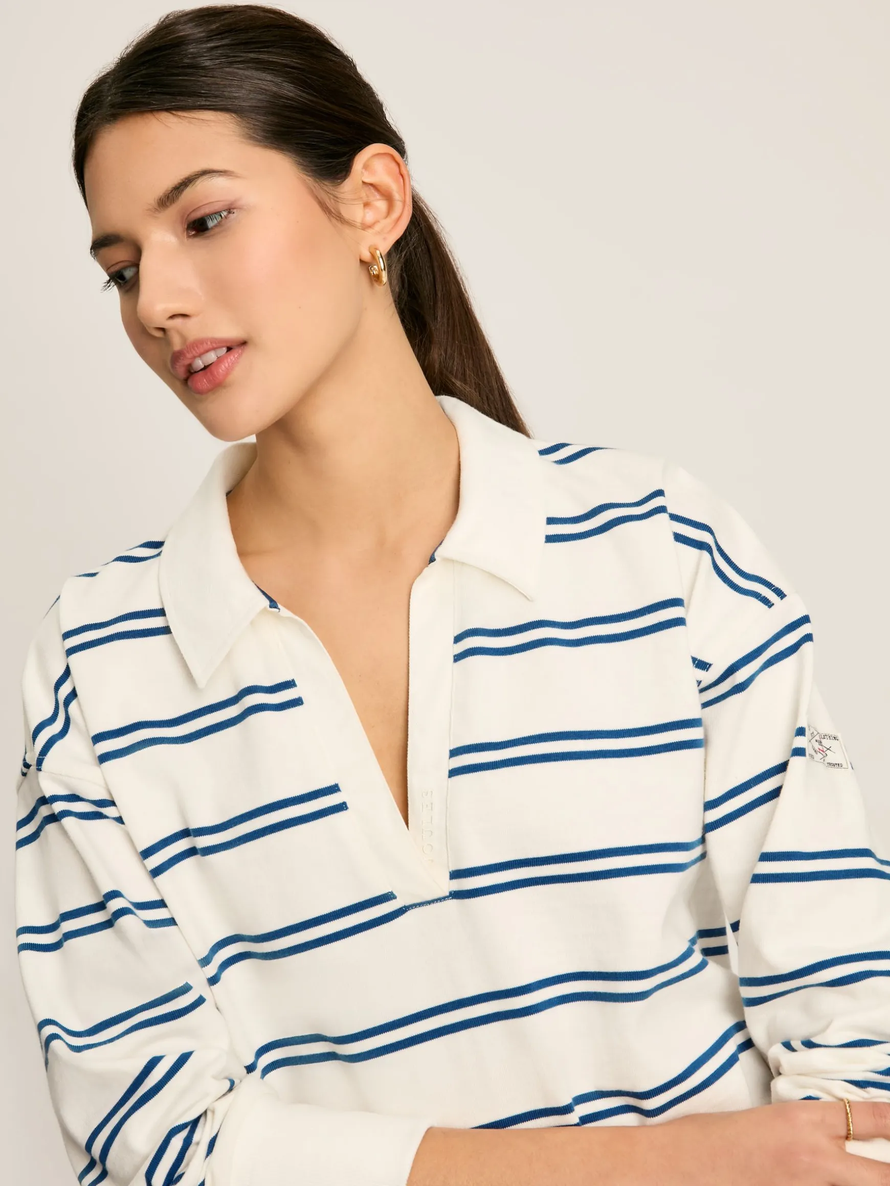 Bayside Cream/Navy Cotton Deck Shirt