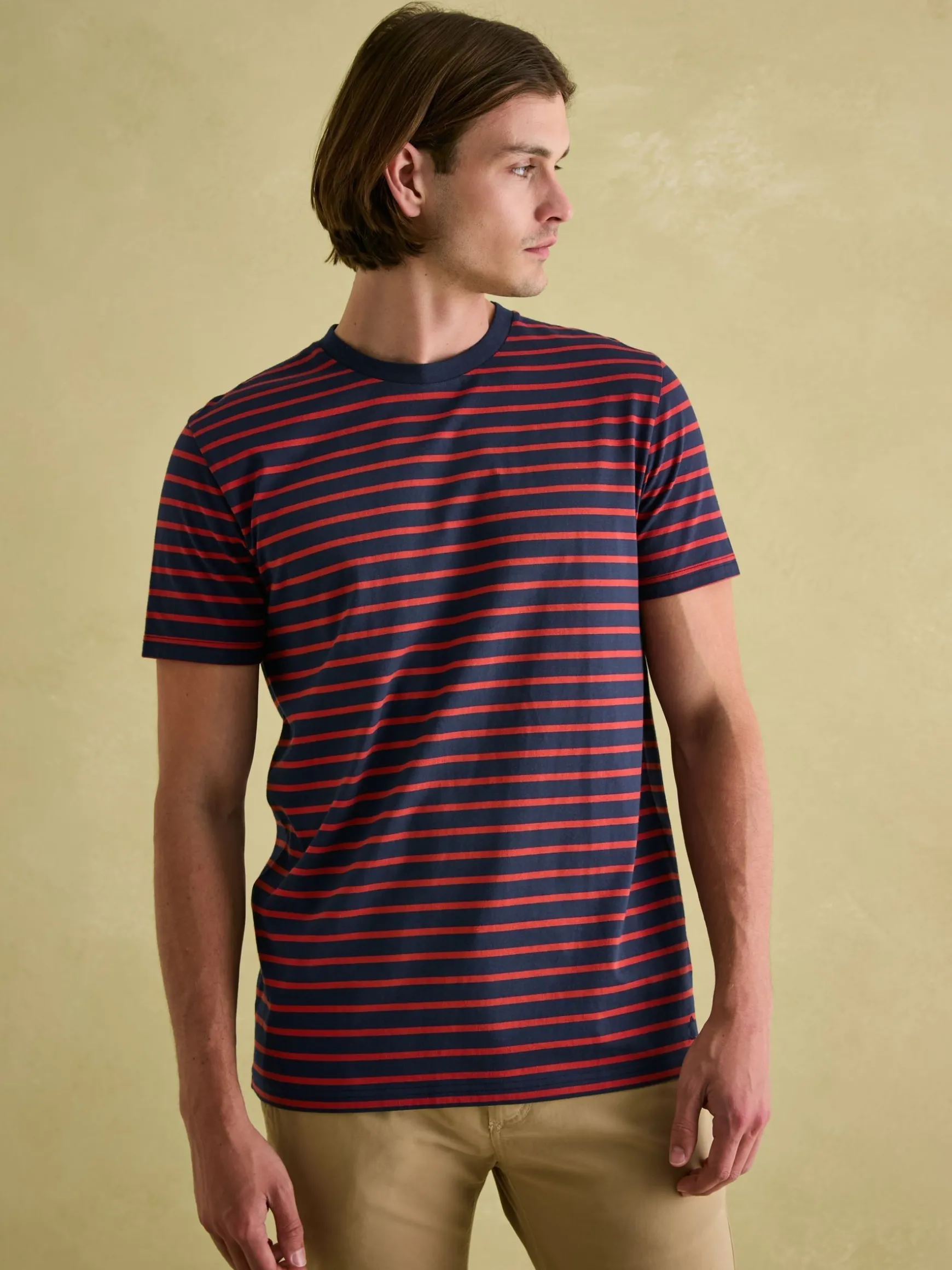 Boathouse Orange/Navy Jersey Crew Neck T-Shirt