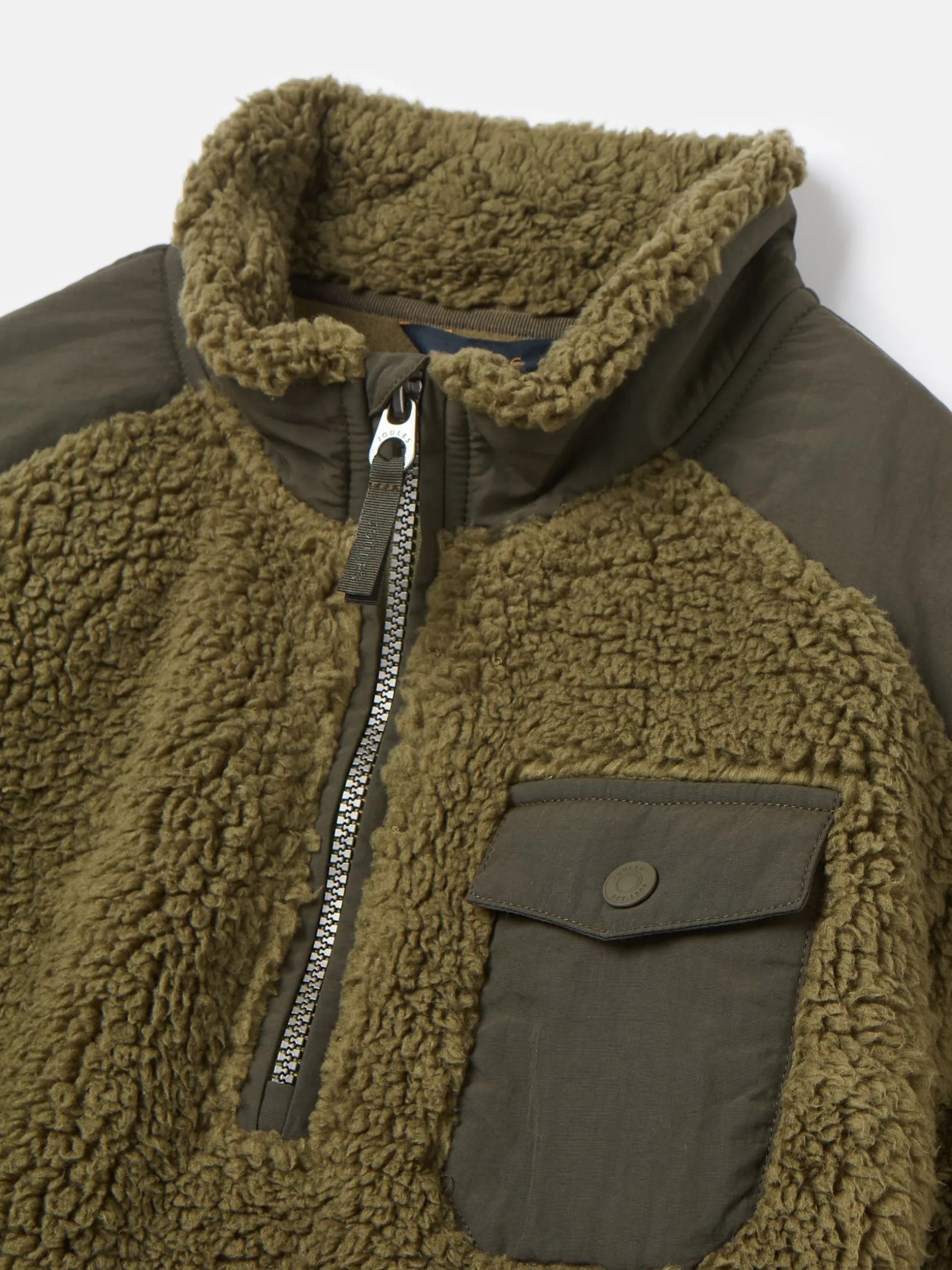 Boys' Billy Khaki Green Half Zip Borg Fleece