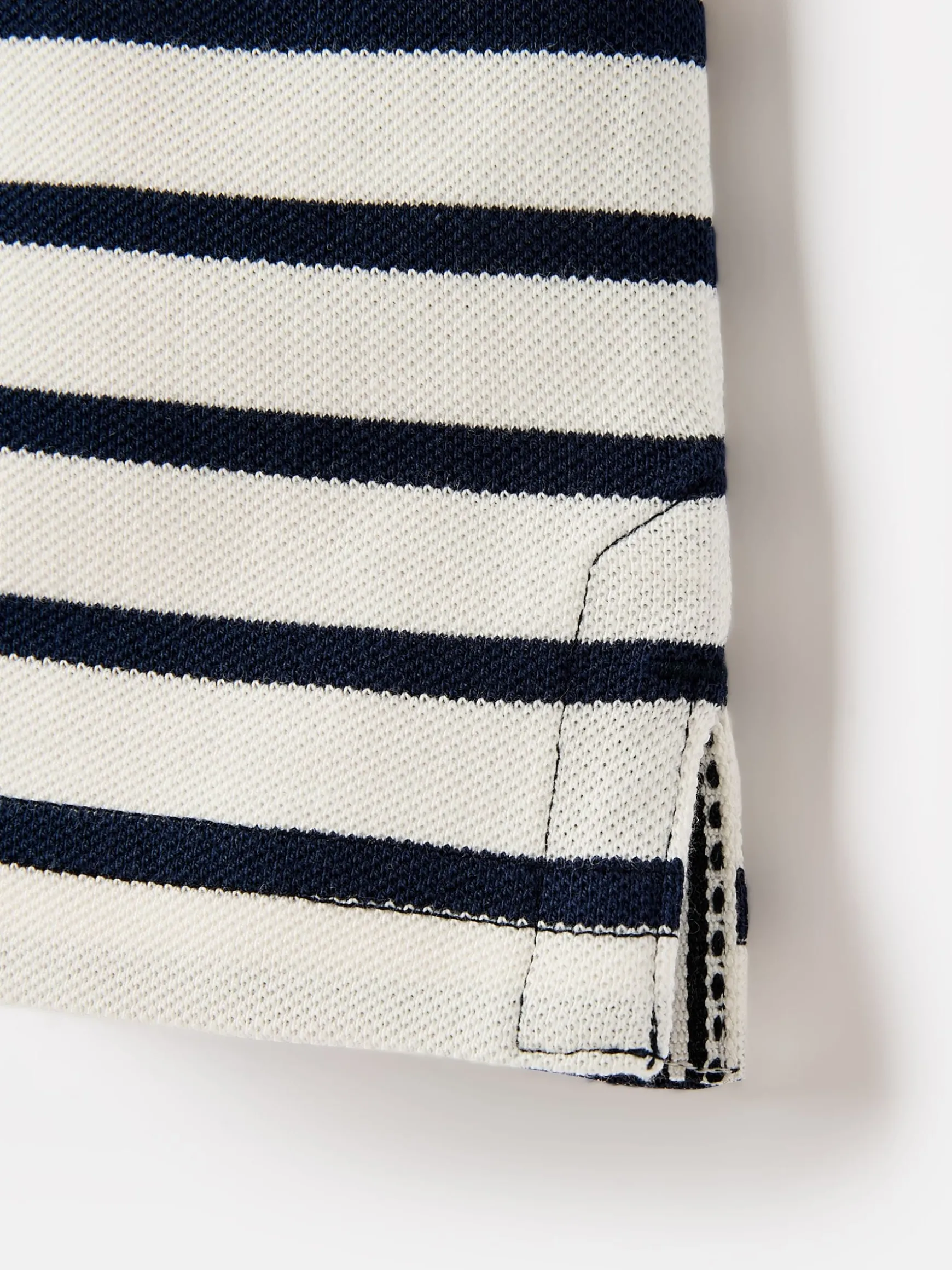 Boys' Filbert Navy Blue Striped Pique Cotton Polo Shirt