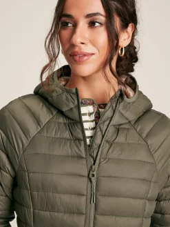 Bramley Khaki Green Showerproof Long Packable Padded Coat