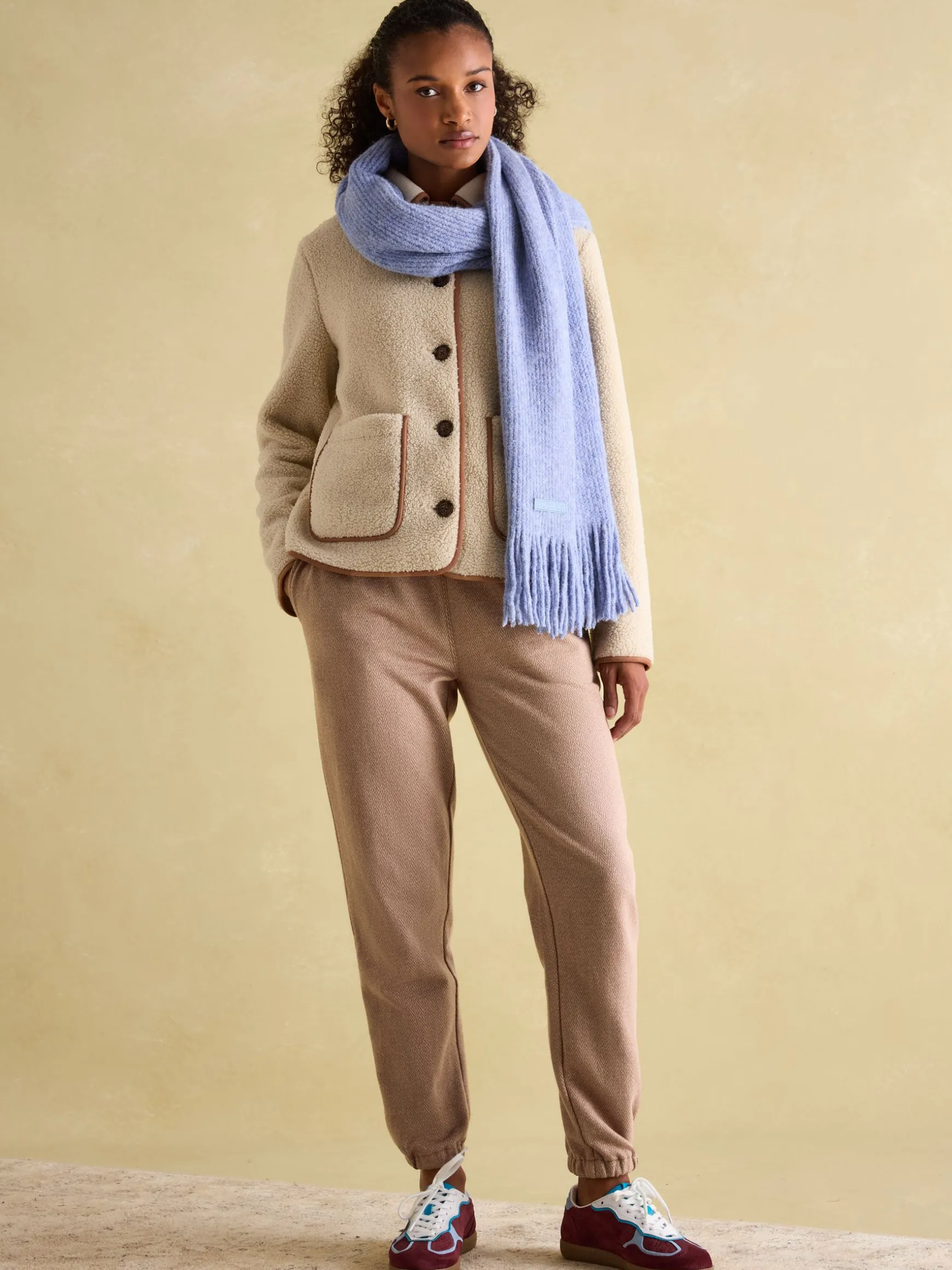 Brown Herringbone Jersey Slim Leg Joggers
