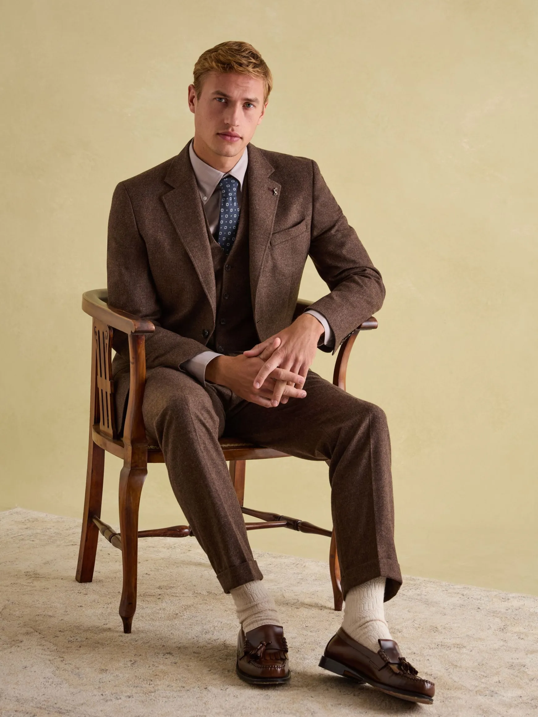 Brown Slim Fit Texture Suit Jacket