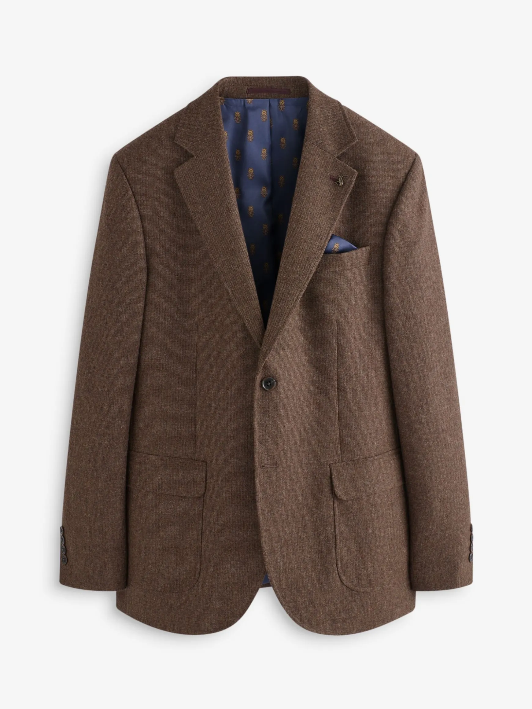 Brown Slim Fit Texture Suit Jacket