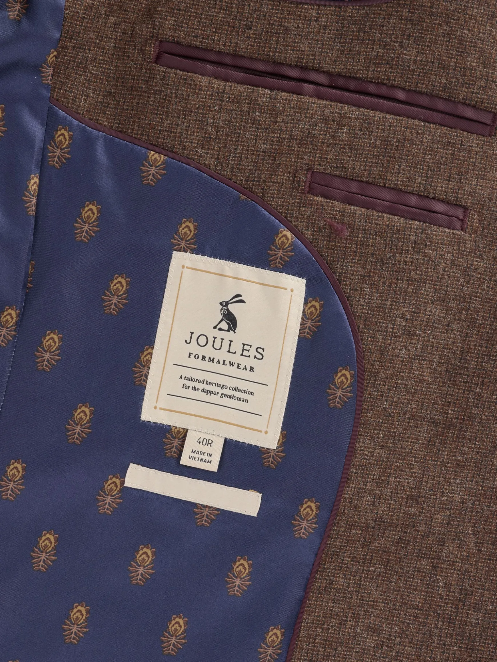 Brown Slim Fit Texture Suit Jacket