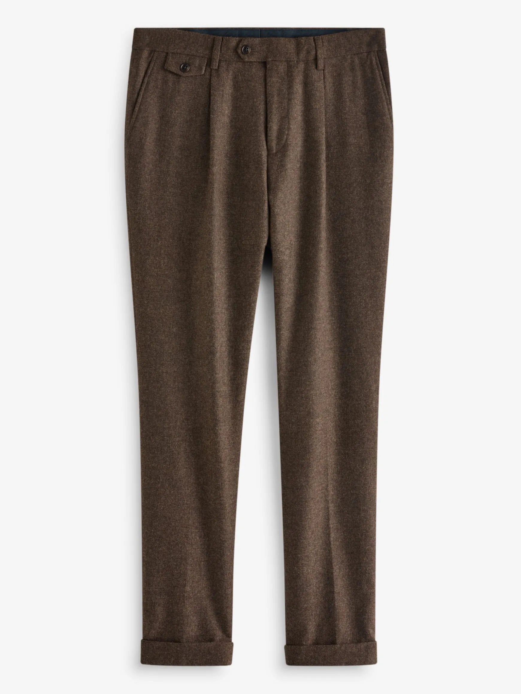 Brown Slim Fit Texture Suit Trousers
