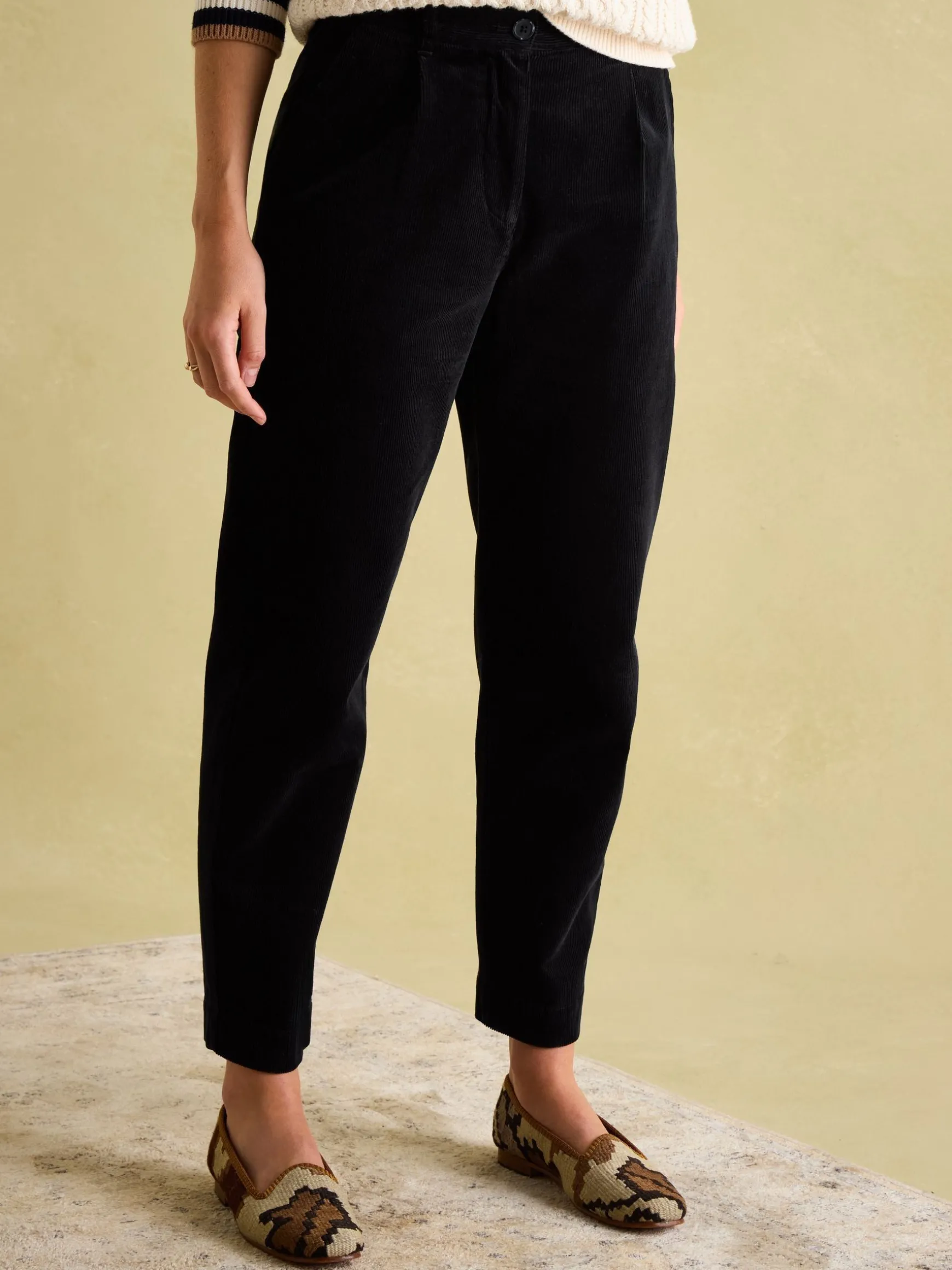 Calla Navy Corduroy Tapered Trousers