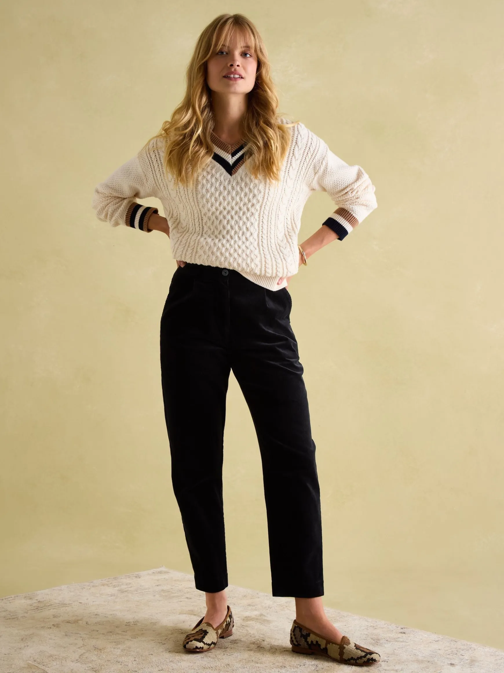 Calla Navy Corduroy Tapered Trousers