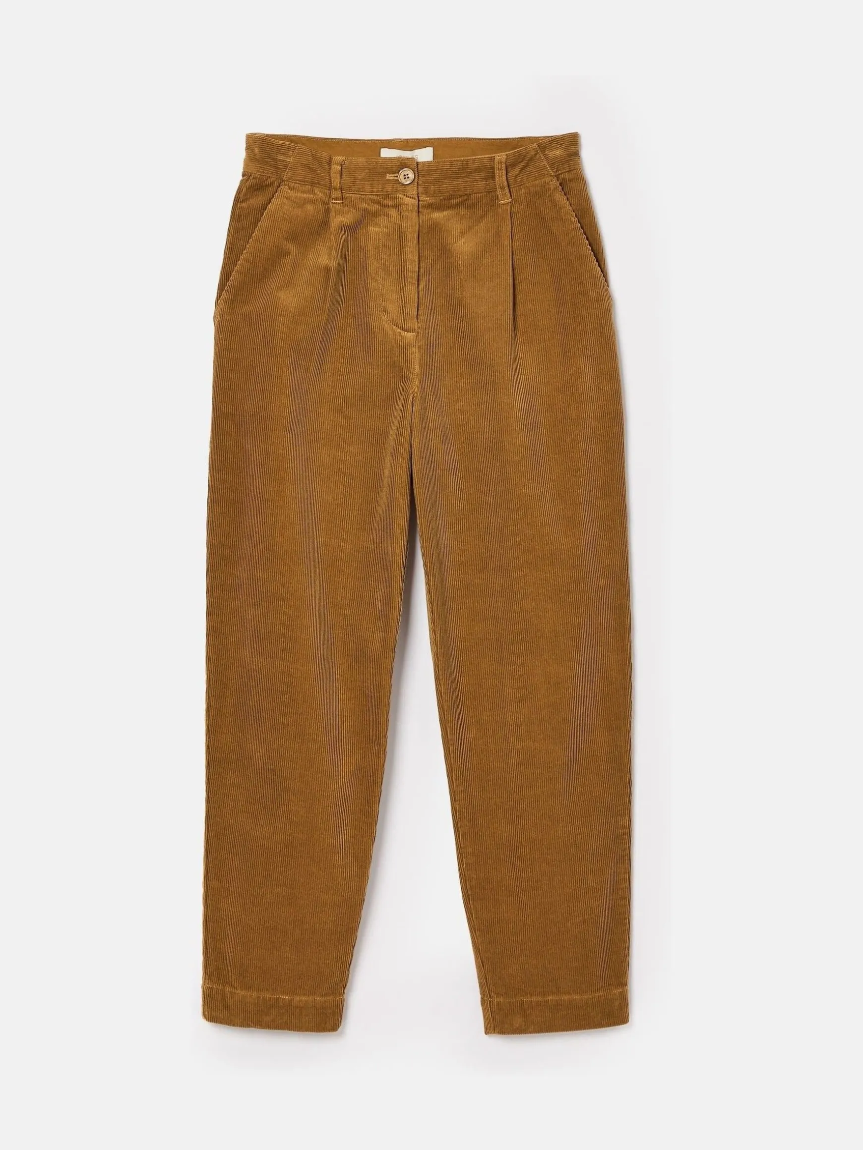 Calla Tan Brown Corduroy Tapered Trousers