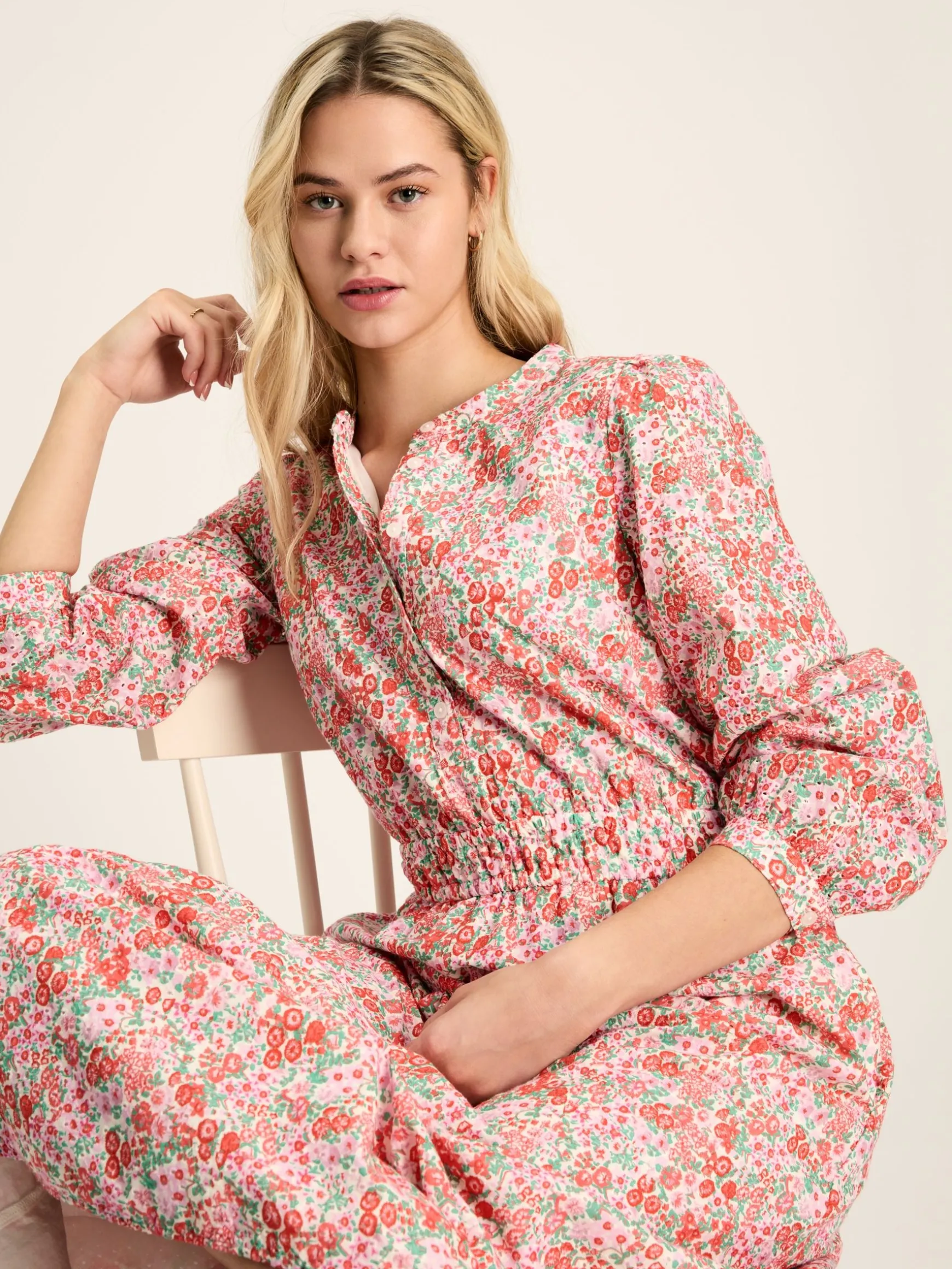 Cassie Pink Broderie Maxi Dress