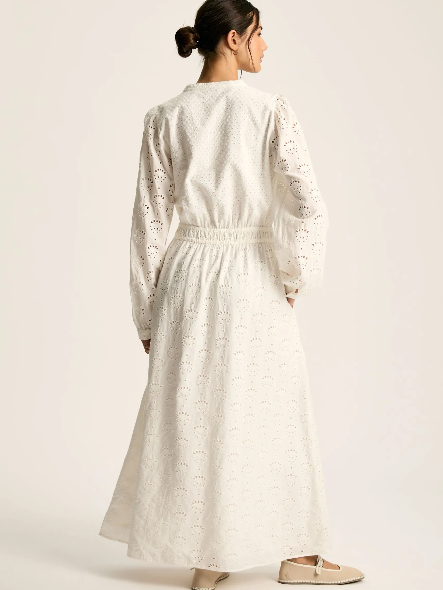 Cassie White Broderie Maxi Dress