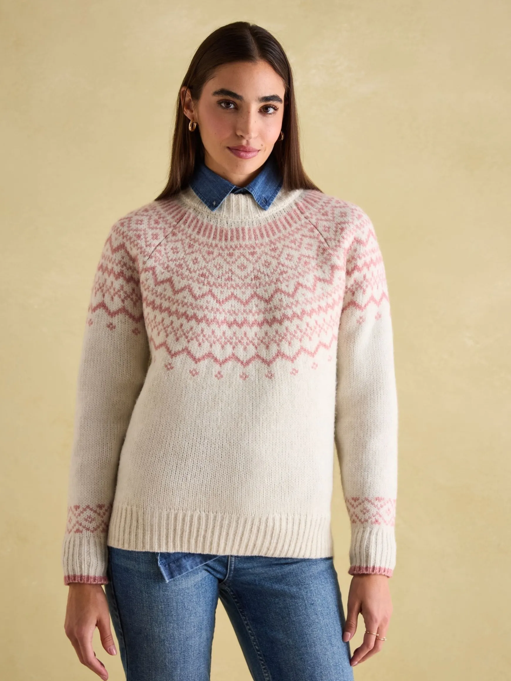 Charlotte Cream Crew Neck Fair Isle Jumper