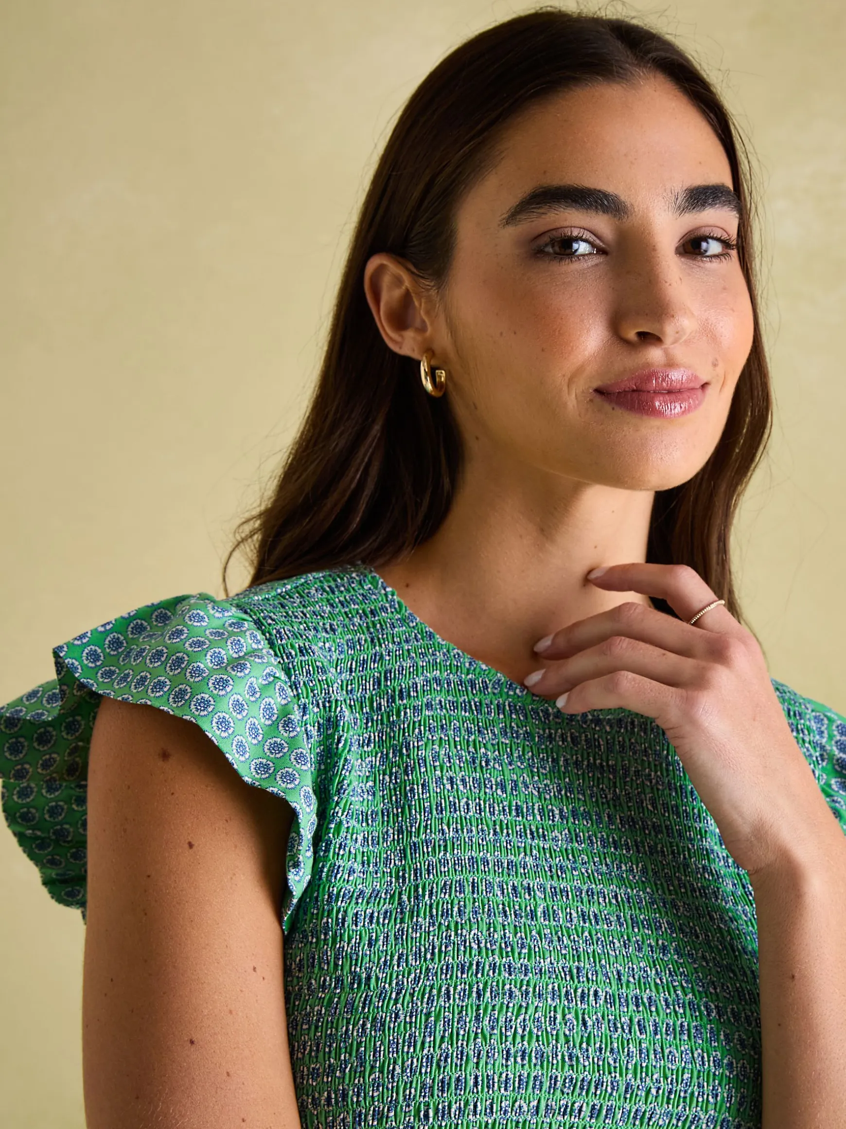 Clover Green Shirred Dress