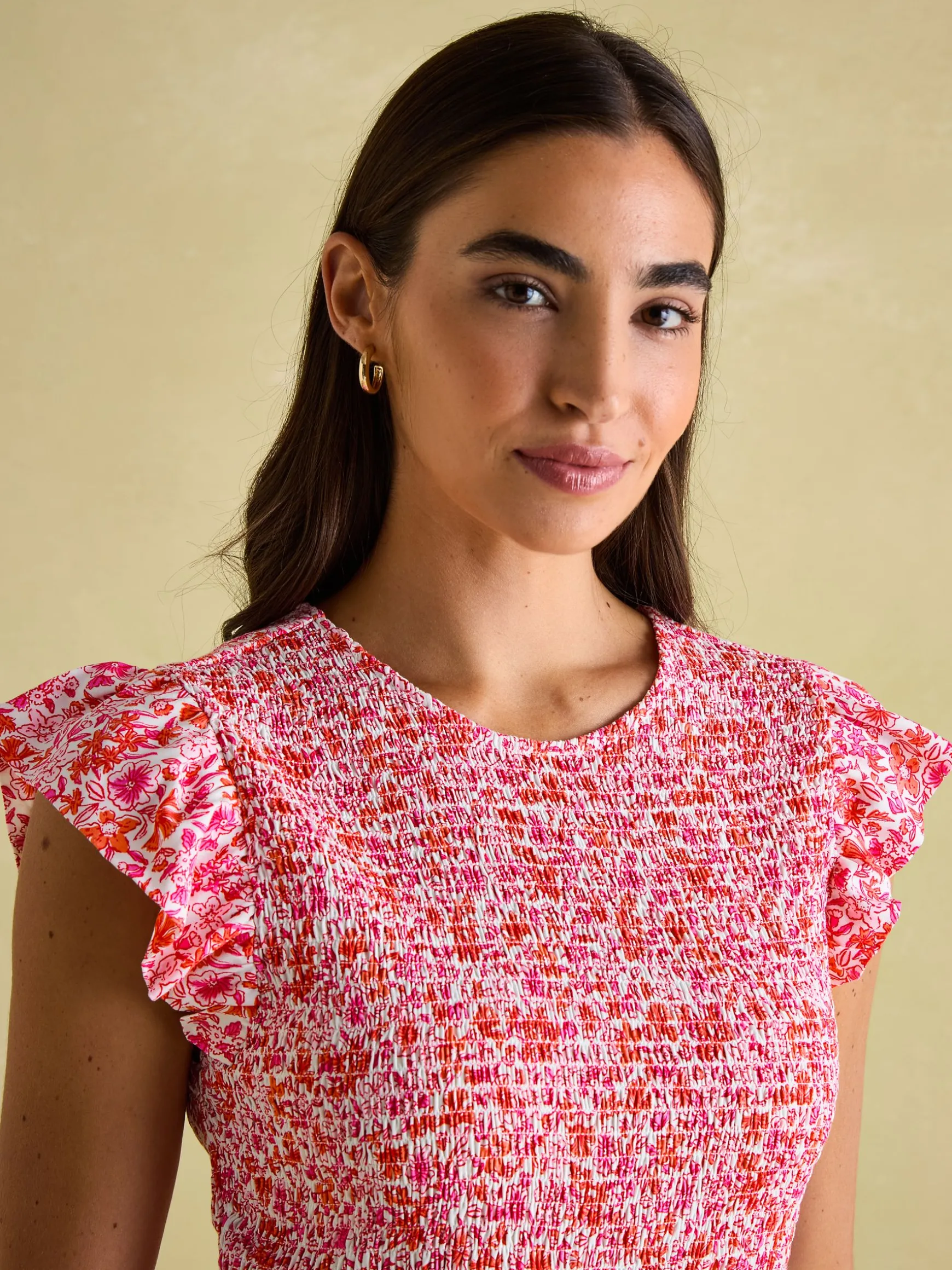Clover Pink Shirred Dress