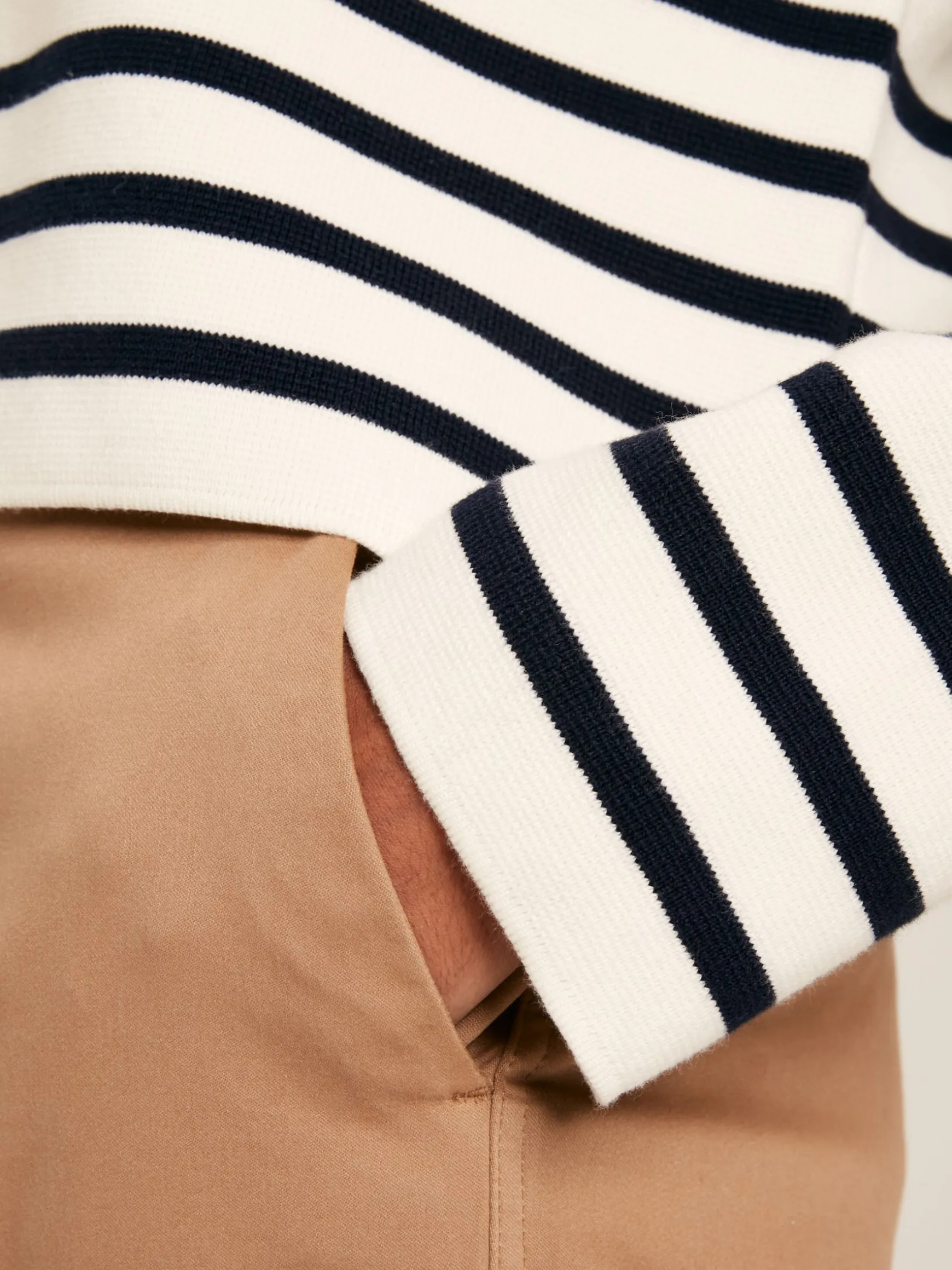 Constance Cream & Navy Striped Cotton Cardigan
