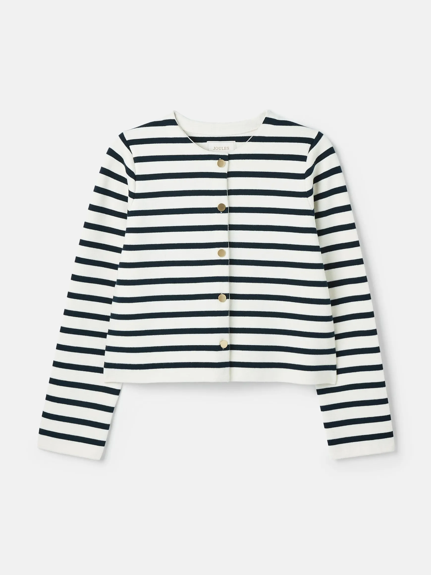 Constance Cream & Navy Striped Cotton Cardigan