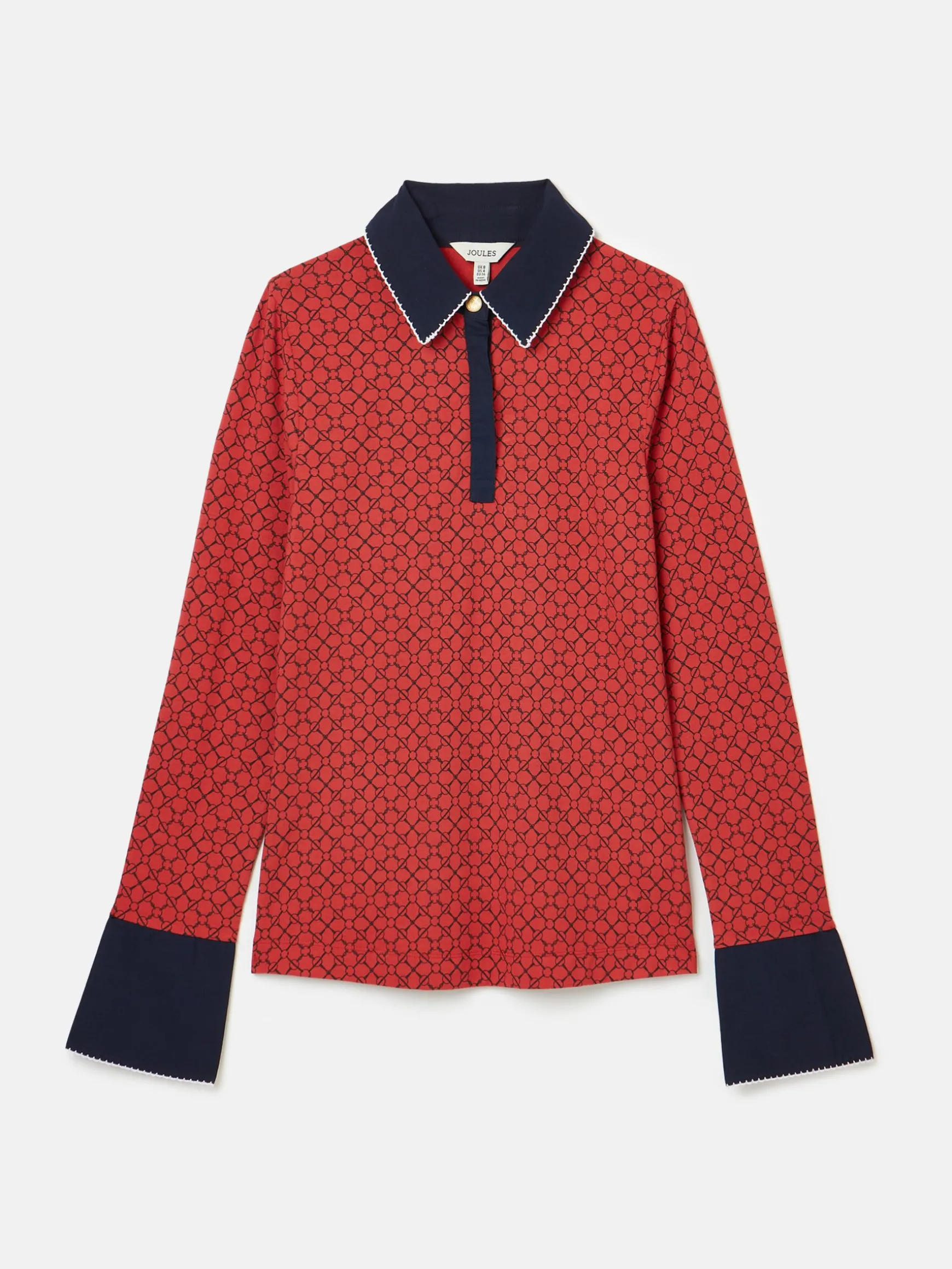 Cordelia Red Geo Long Sleeve Top