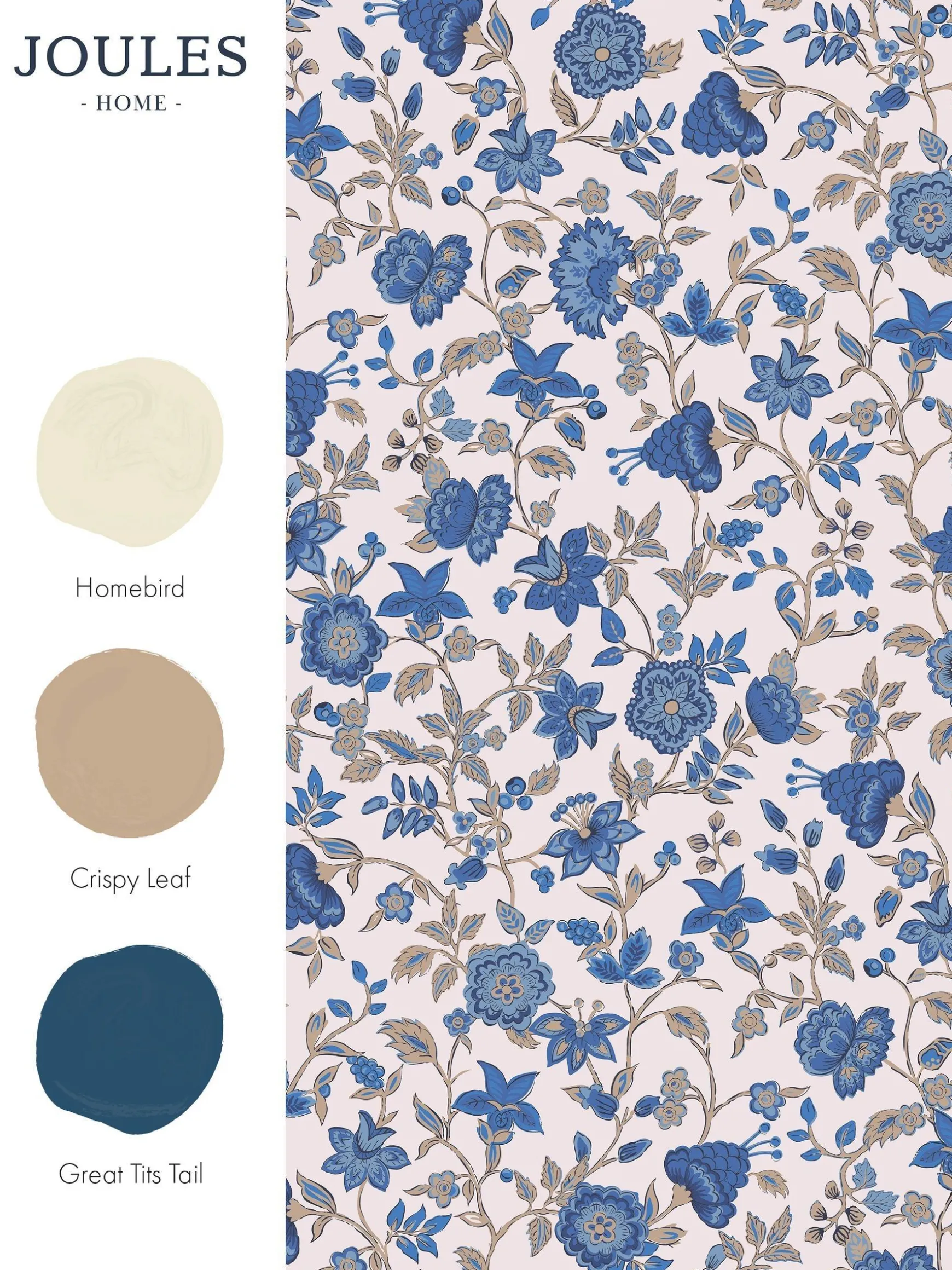 Cream/Blue Trailing Scot 10M Wallpaper