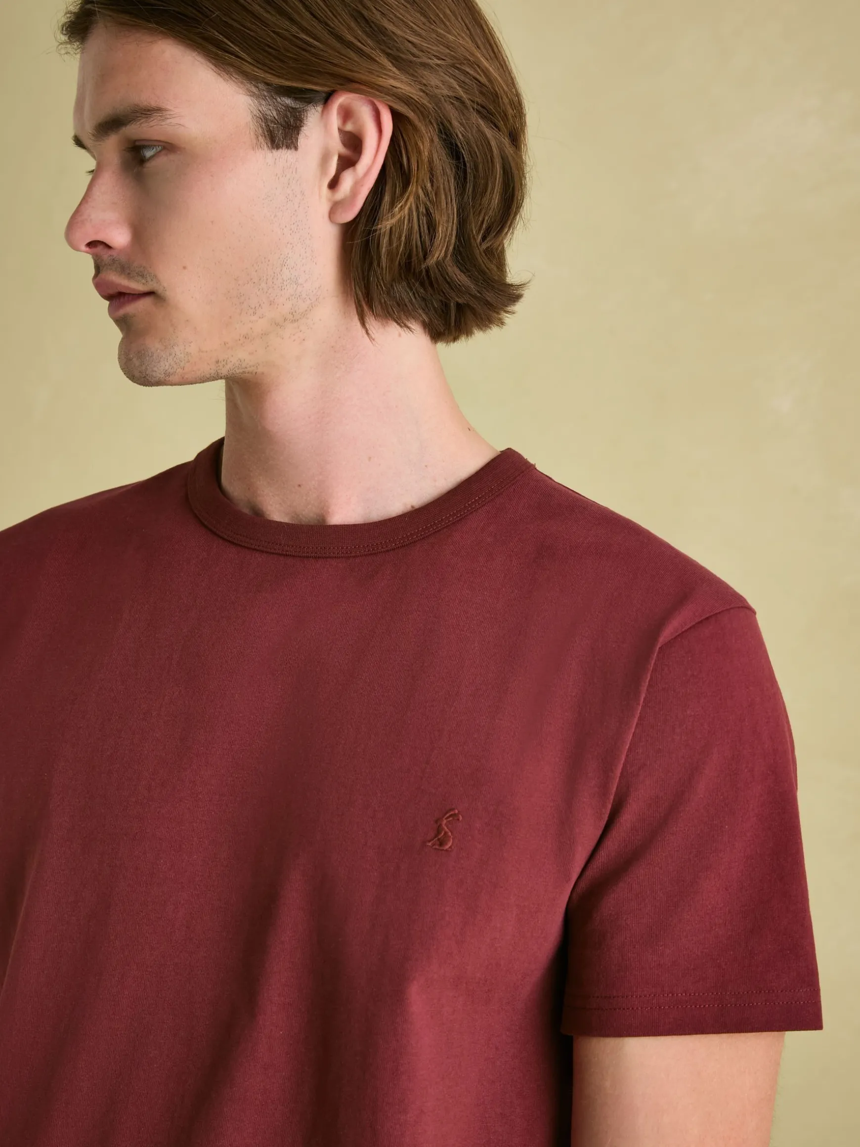 Denton Burgundy Heavyweight Jersey 100% Cotton Crew Neck T-Shirt