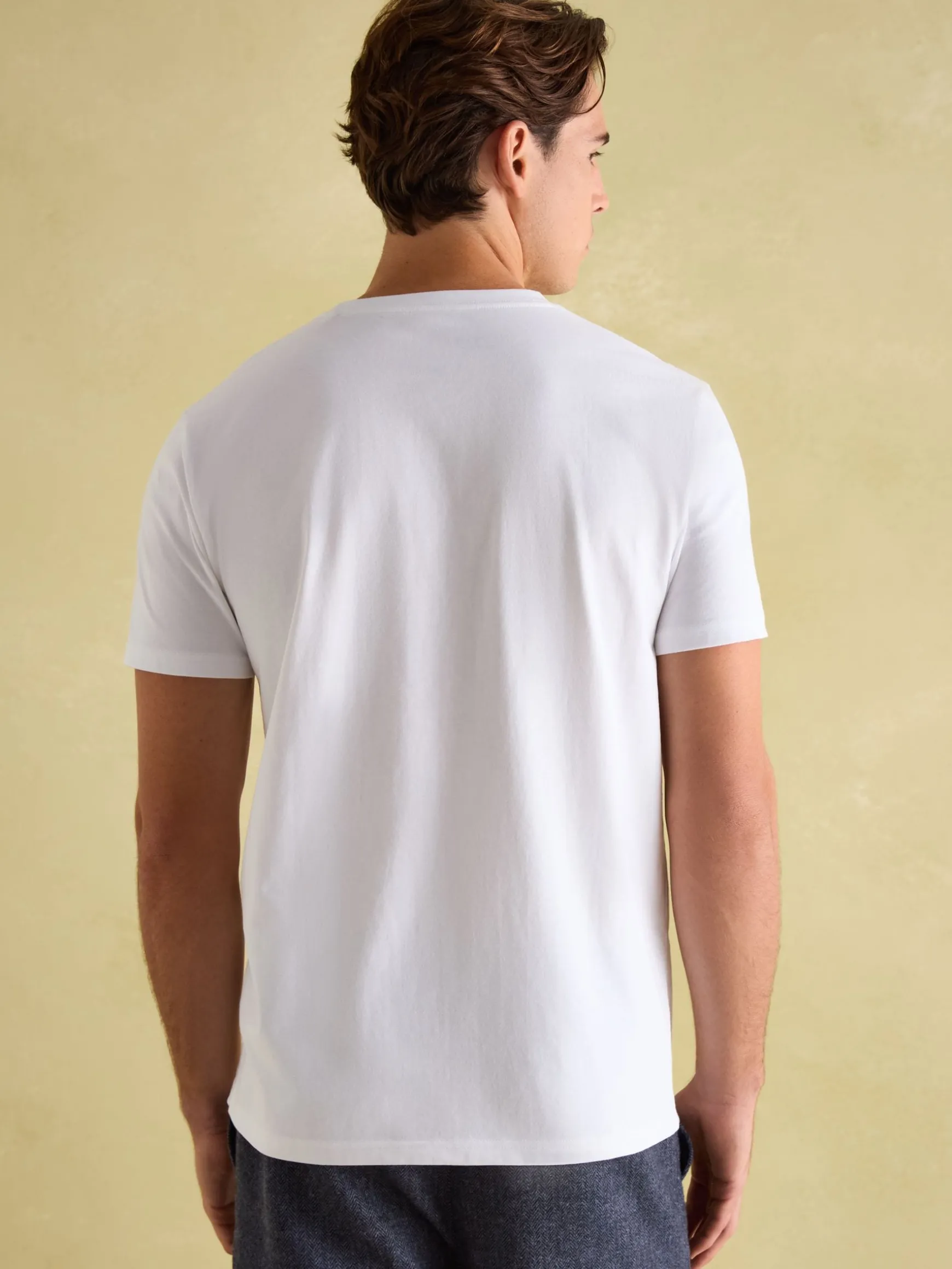 Denton White Lightweight Jersey 100% Cotton Crew Neck T-Shirt