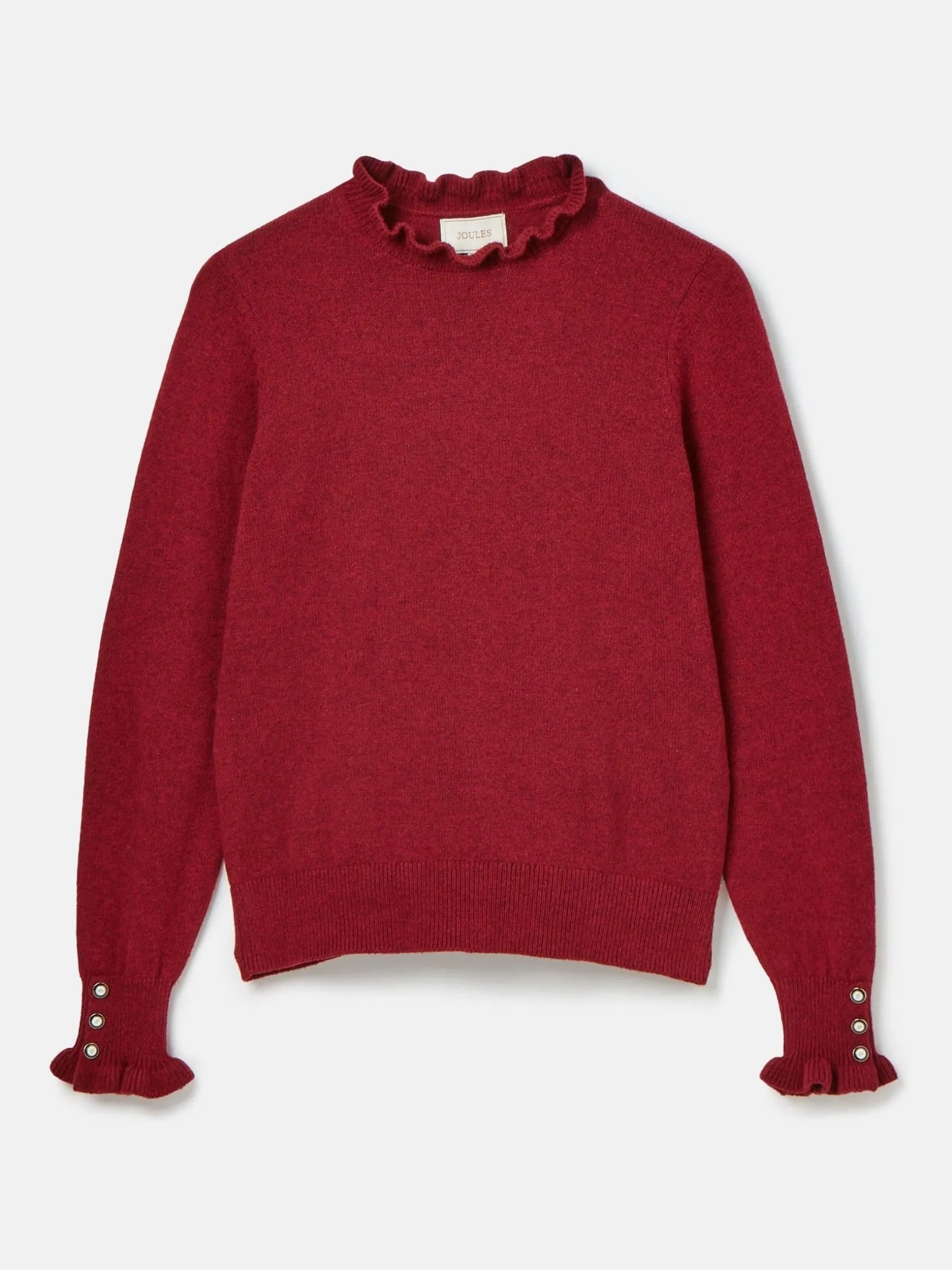 Edith Burgundy Frill Neck Jumper