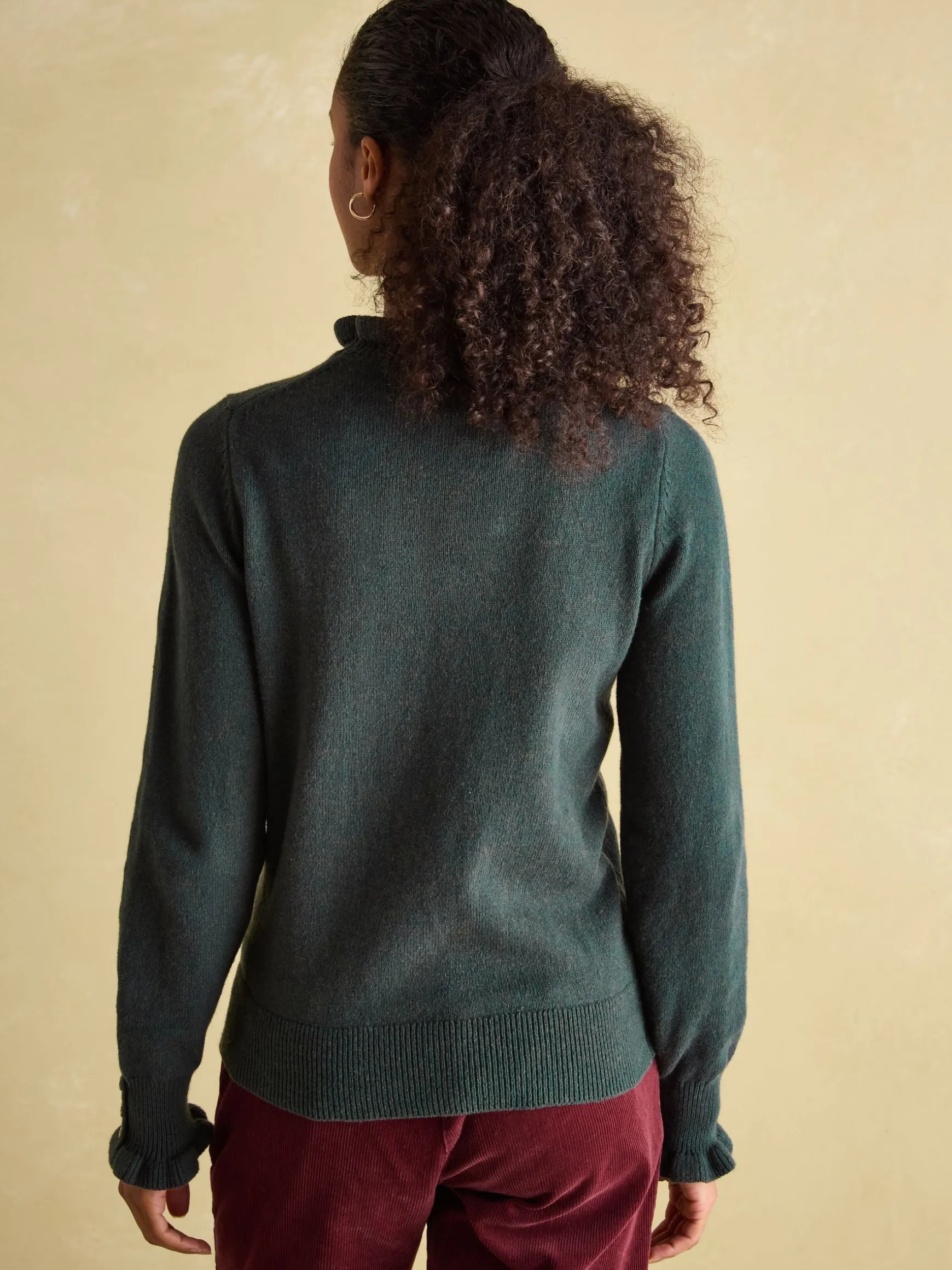 Edith Green Frill Neck Jumper