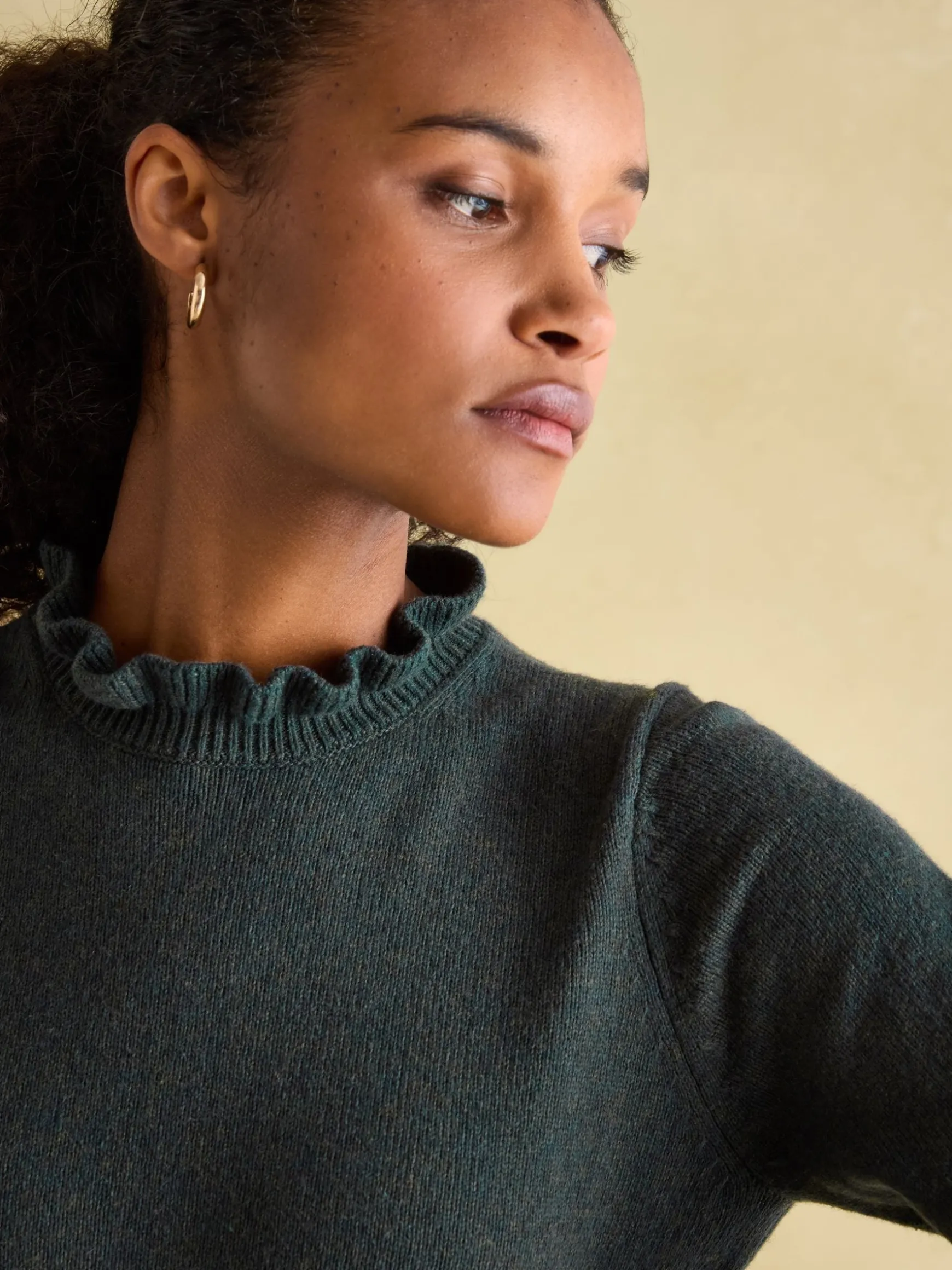 Edith Green Frill Neck Jumper