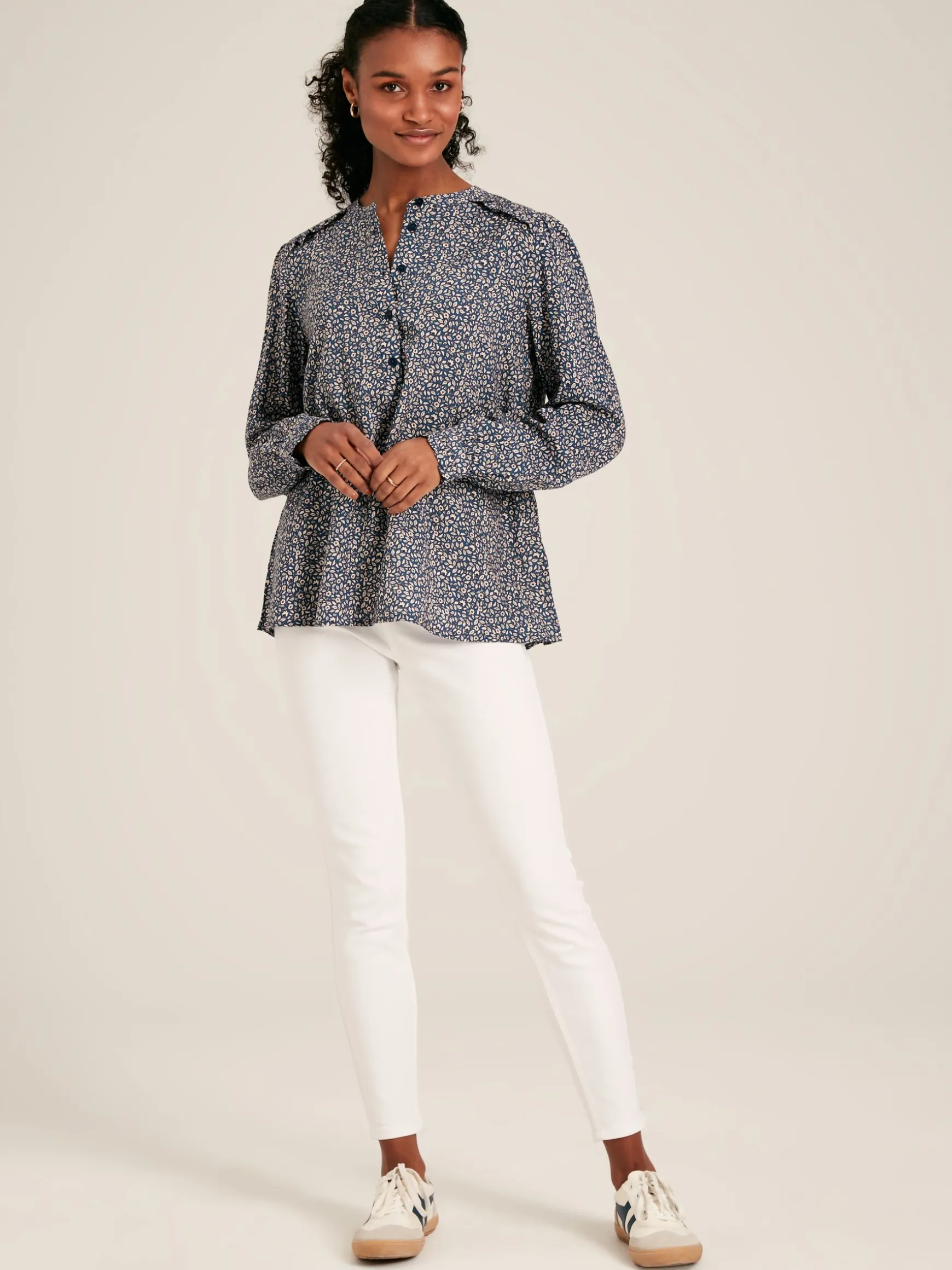 Emsley Blue Floral Long Sleeve Blouse