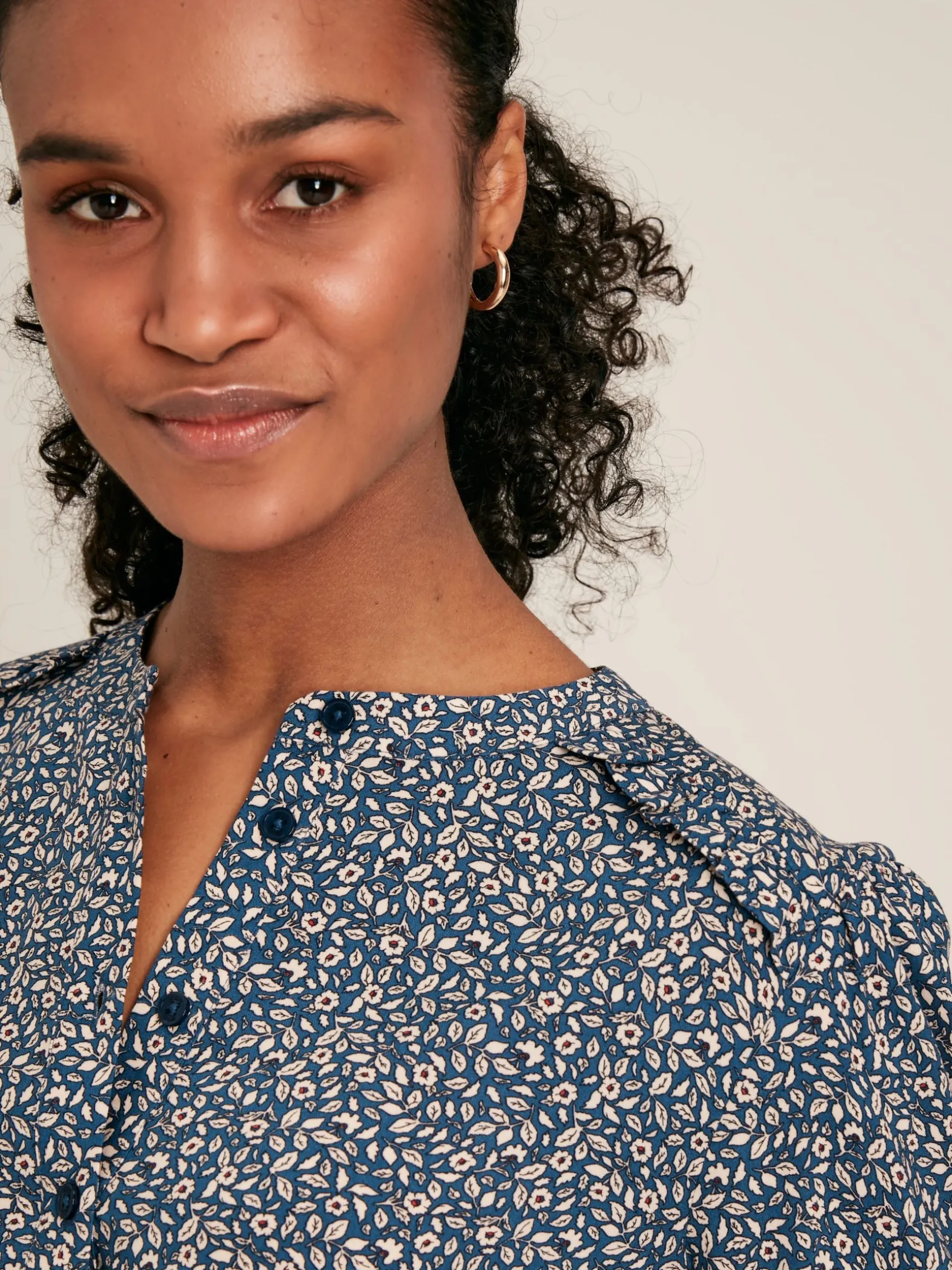 Emsley Blue Floral Long Sleeve Blouse