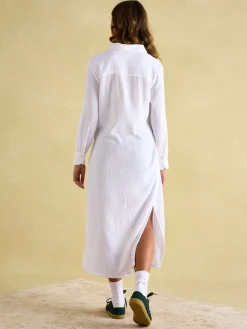 Erica White Button Through Cotton Shirt Dress