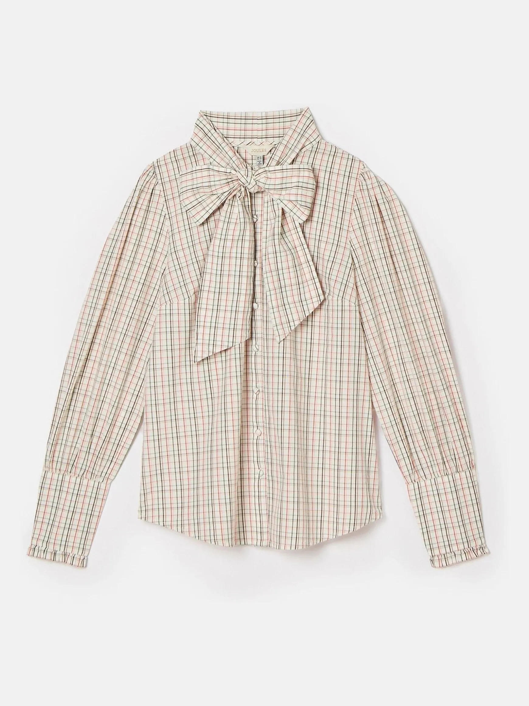 Everly Check Tie Neck Blouse