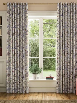 Festival Flowers Set of 2 Cream Multi Blackout Eyelet Curtains