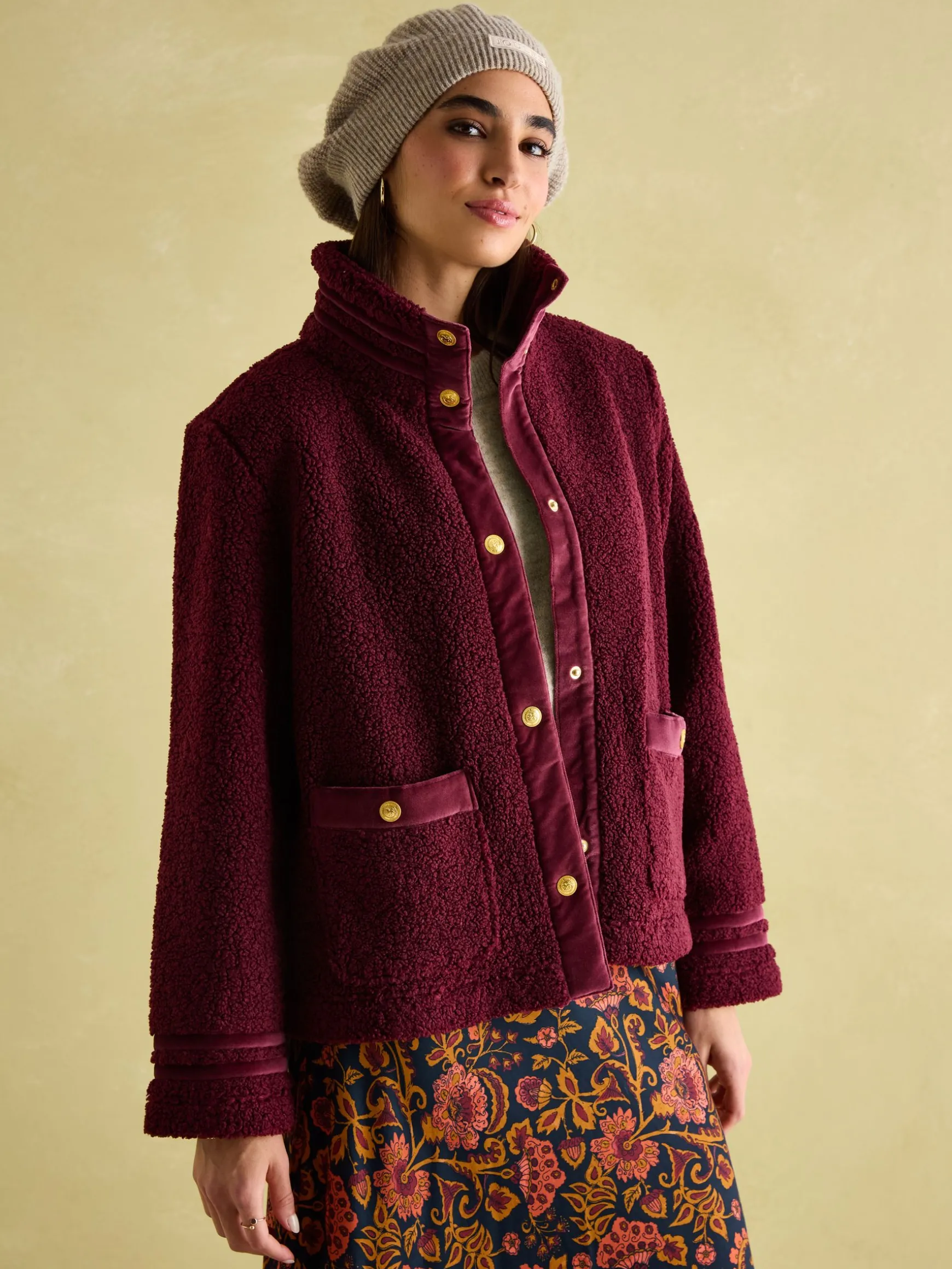 Fleur Red Fleece Jacket