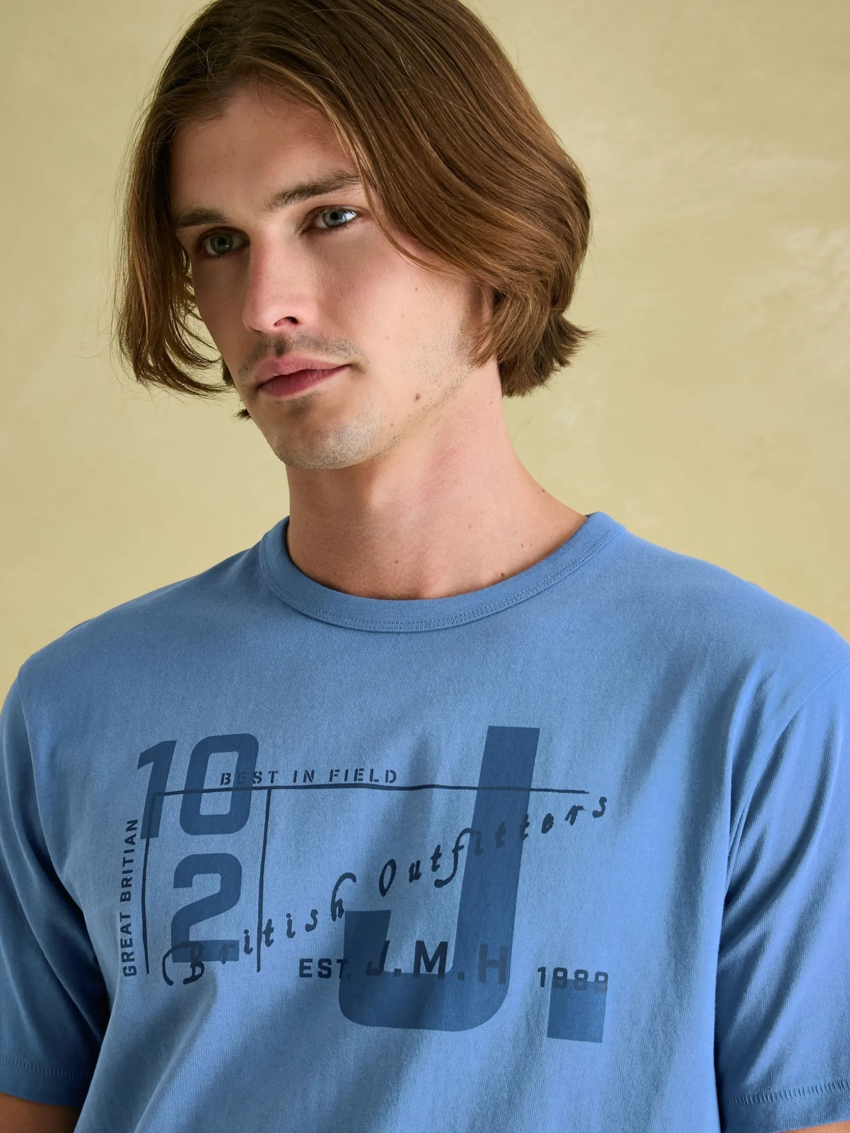 Flynn Blue Jersey Crew Neck T-Shirt