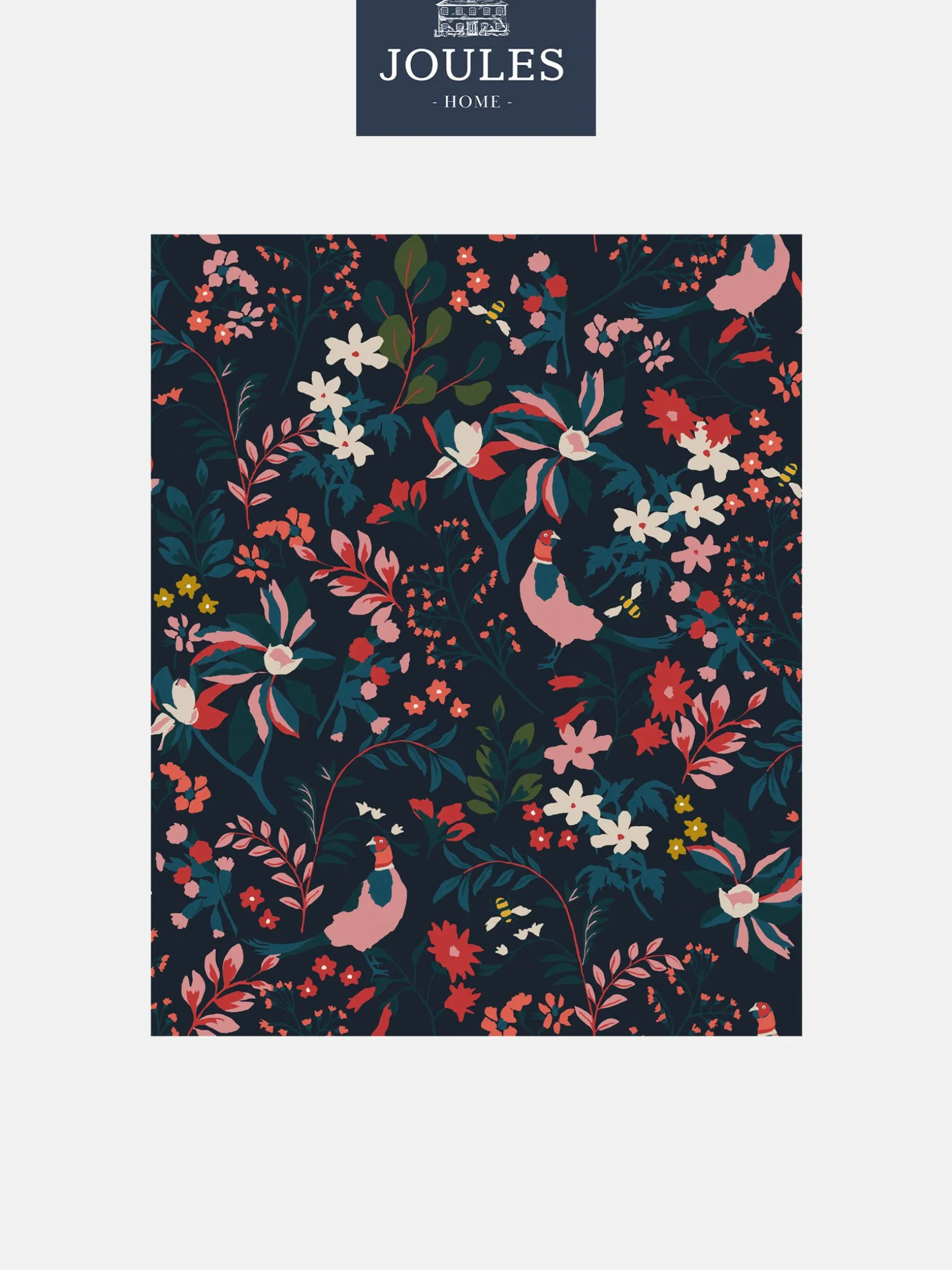French Navy Fields Edge Floral 10M Wallpaper