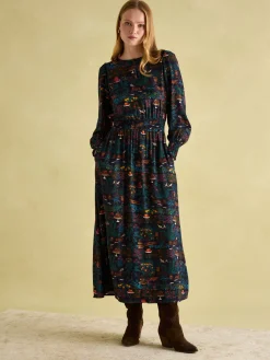 Georgina Navy Elasticated Waist Maxi Dress