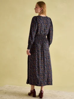Georgina Navy Multi Elasticated Waist Maxi Dress