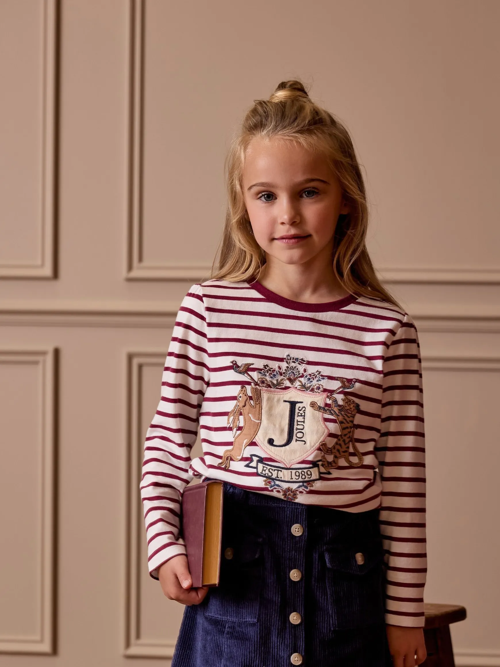 Girls' Ava Berry Red Stripe Artwork T-Shirt