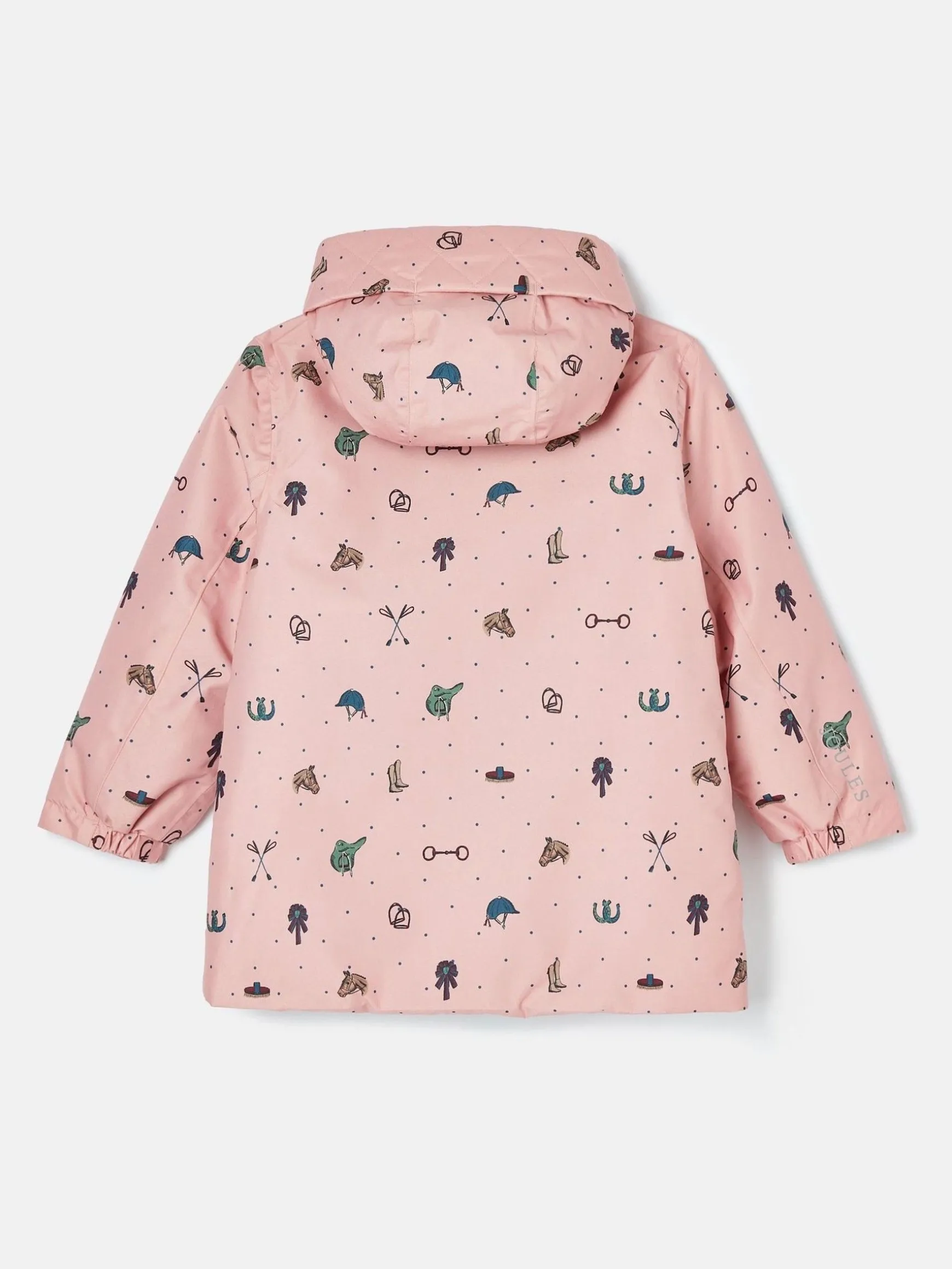 Girls' Fairview Pink Horse Print Waterproof Coat with Quilted Lining