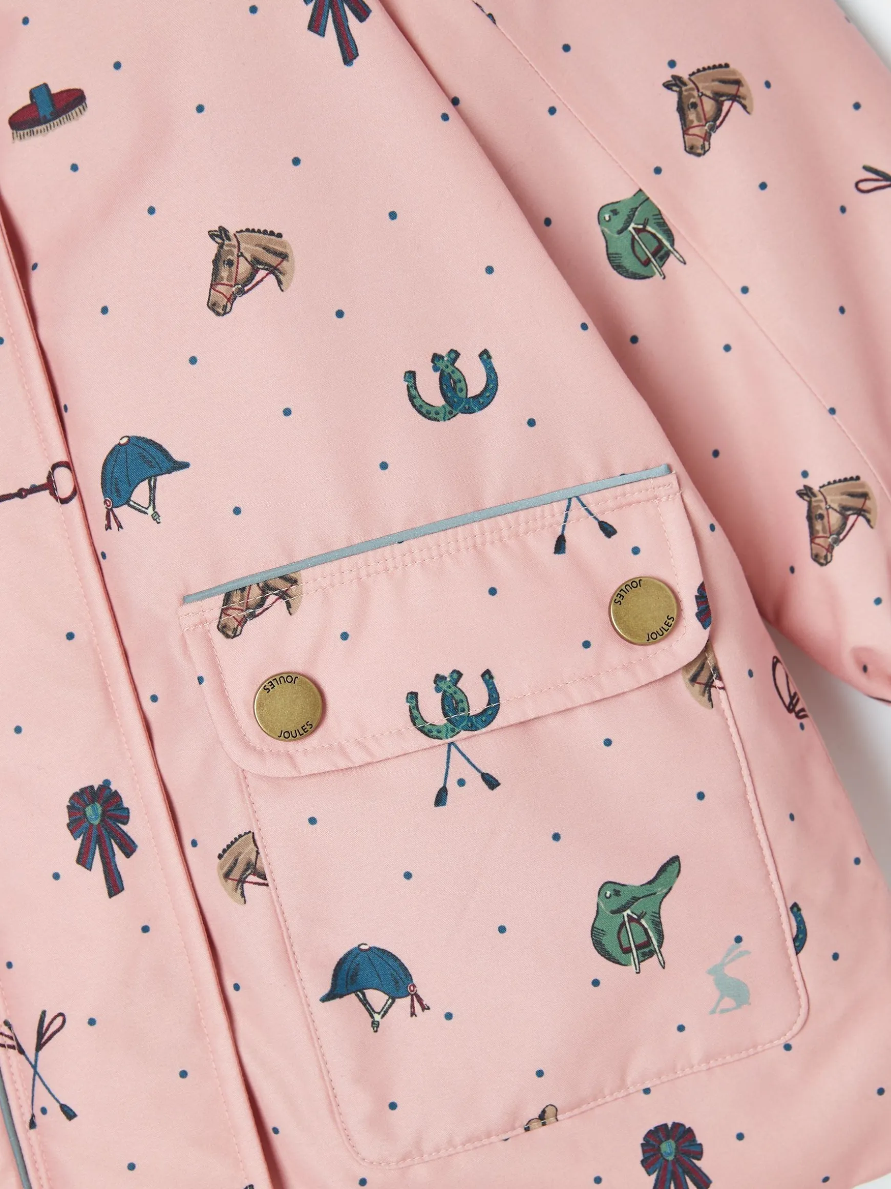 Girls' Fairview Pink Horse Print Waterproof Coat with Quilted Lining