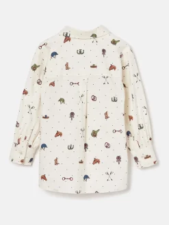 Girls' Liliana Cream Print Pop Over Blouse